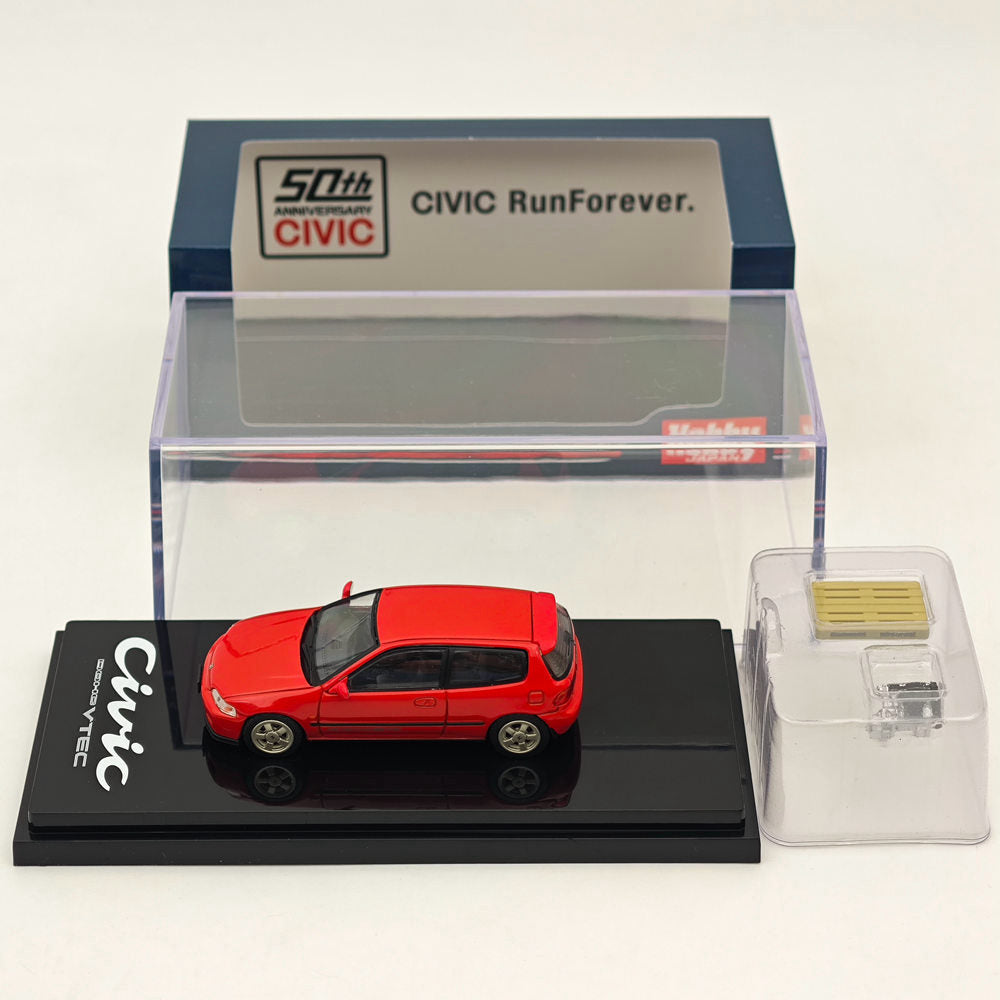 1/64 Honda CIVIC EG6 Sir S Diecast Model Car with Engine Display - Milano Red HJ641017SR - Collectible Hobby Japan Scale Model for Car Enthusiasts & Display Showcase