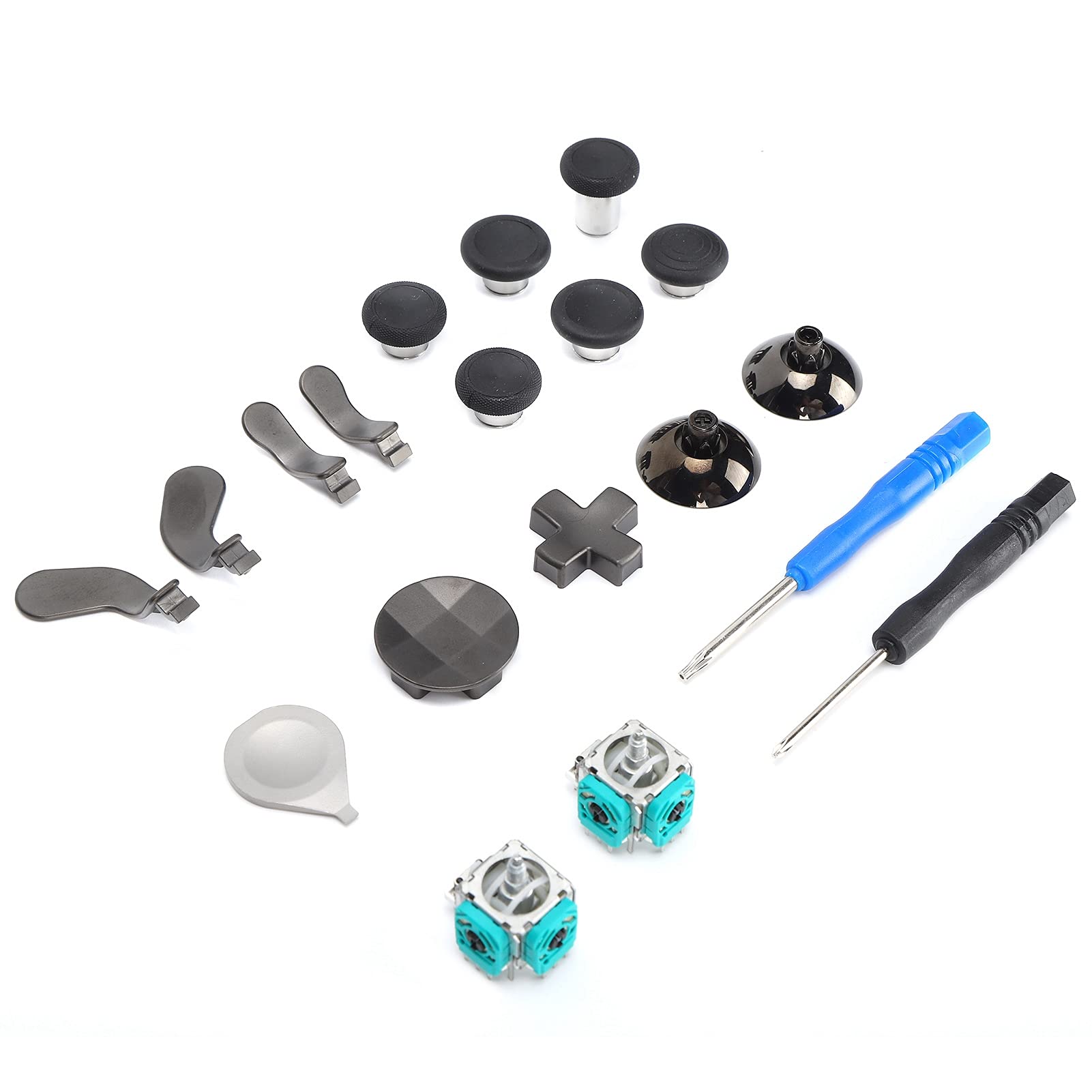 Xbox One Elite 2 Controller Replacement Buttons Kit - 19-in-1 Metal Game Controller Button Set with Tools | Perfect for DIY Repairs, Custom Mods & Enhanced Gaming Experience