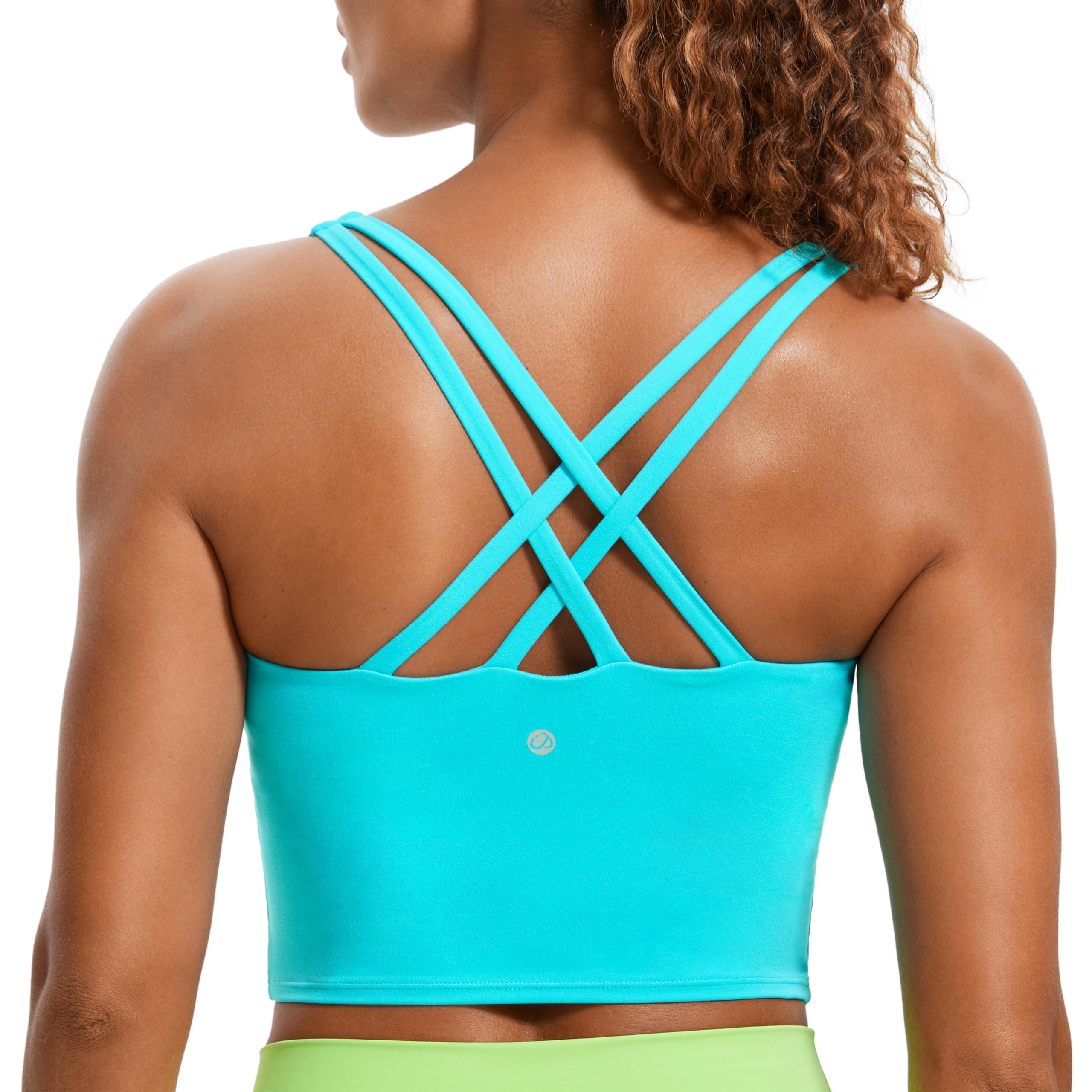 CRZ YOGA Women's Butterluxe Strappy Longline Sports Bra - Padded Criss Cross Yoga Bra, Workout Crop Tank Top for Running, Gym & Yoga | Ultra Soft Supportive Activewear