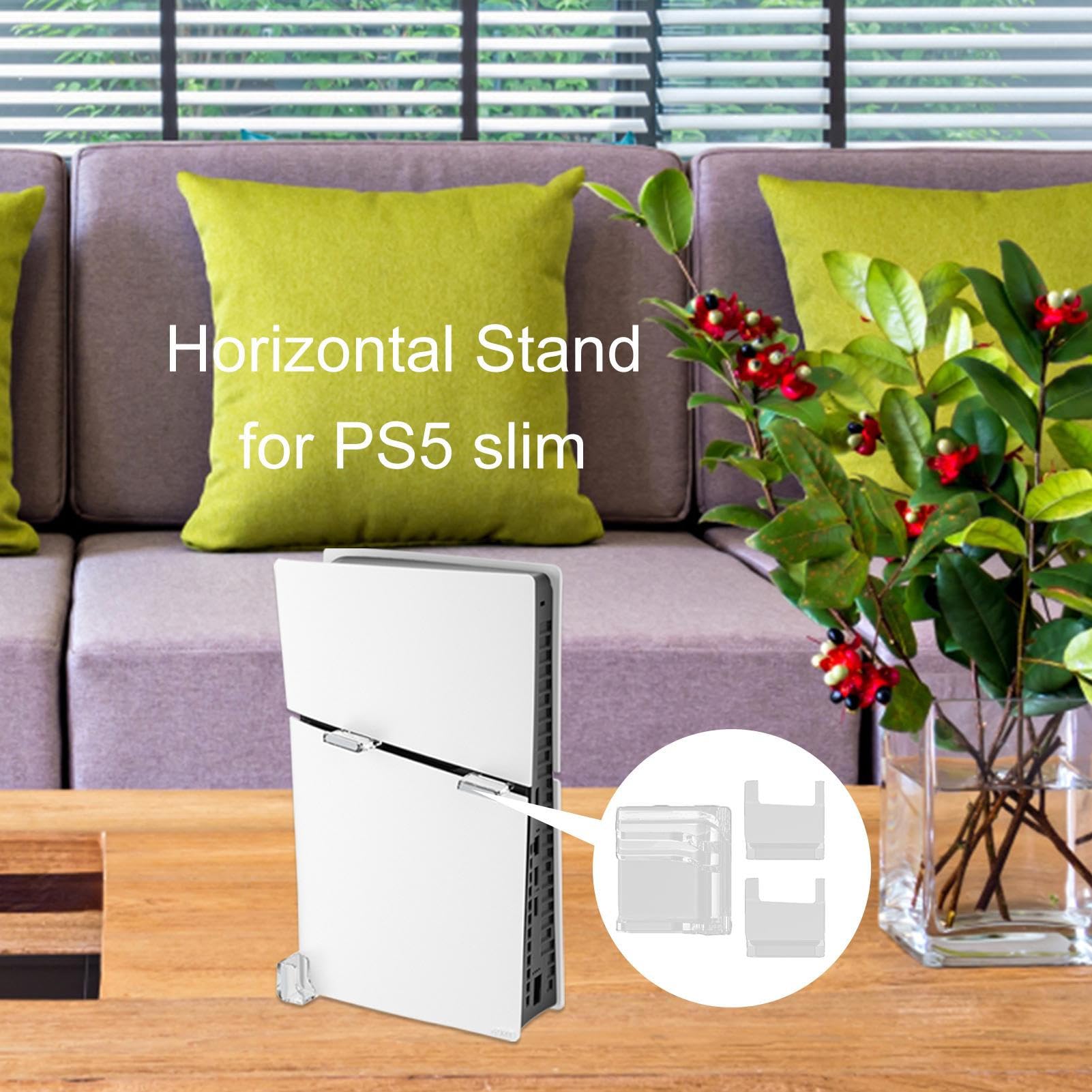 PS5 Slim Vertical & Horizontal Stand Holder - Universal Cooling Base Stand for PlayStation 5 Slim Console - Perfect for Gaming Setup & Living Room Organization
