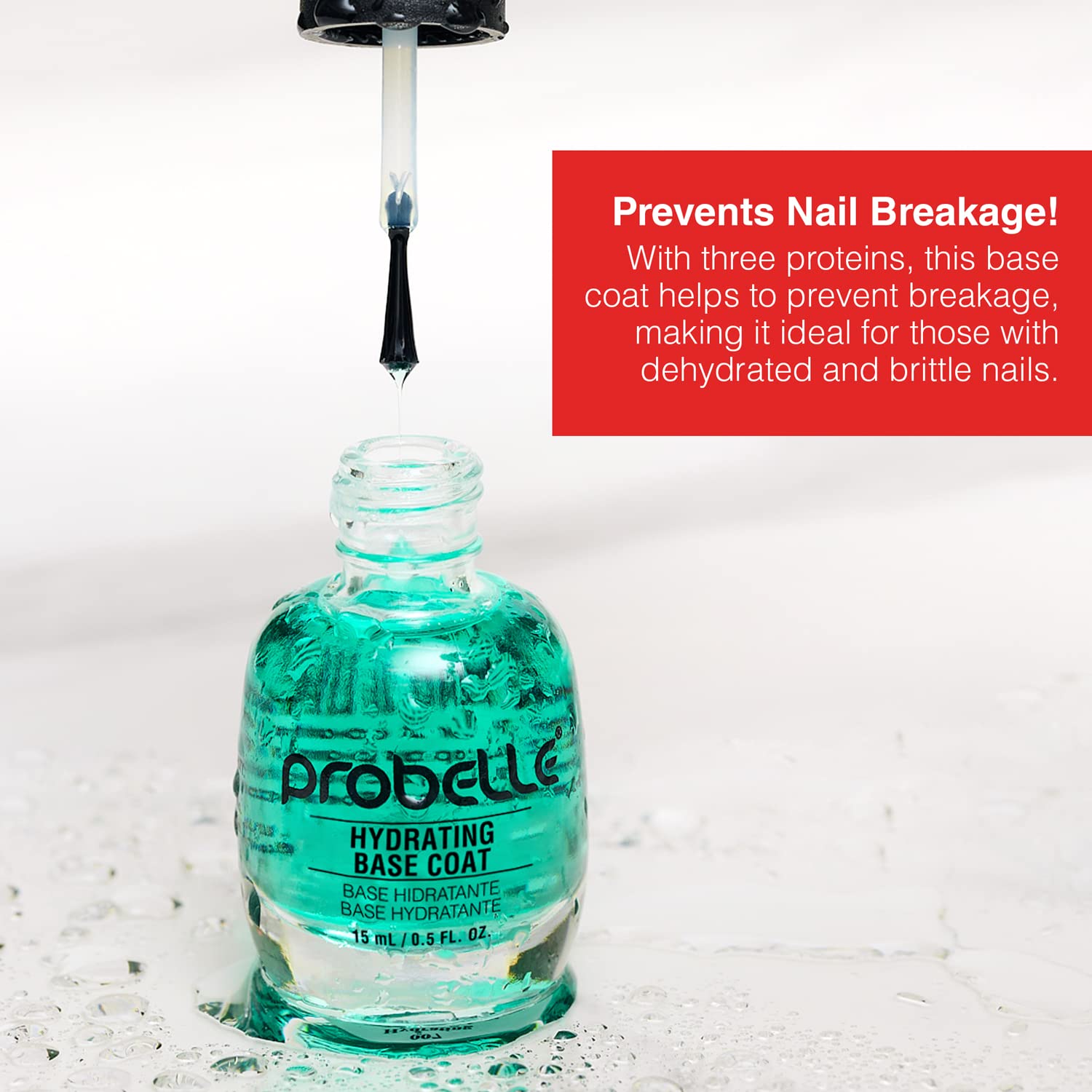Probelle Hydrating Base Coat for Dry & Brittle Nails - Nail Moisturizer with Healthy Glow | Nourishes, Soothes & Extends Polish Life | Perfect for Dehydrated, Rough, Breaking Nails | At-Home Manicures & Professional Salon Use