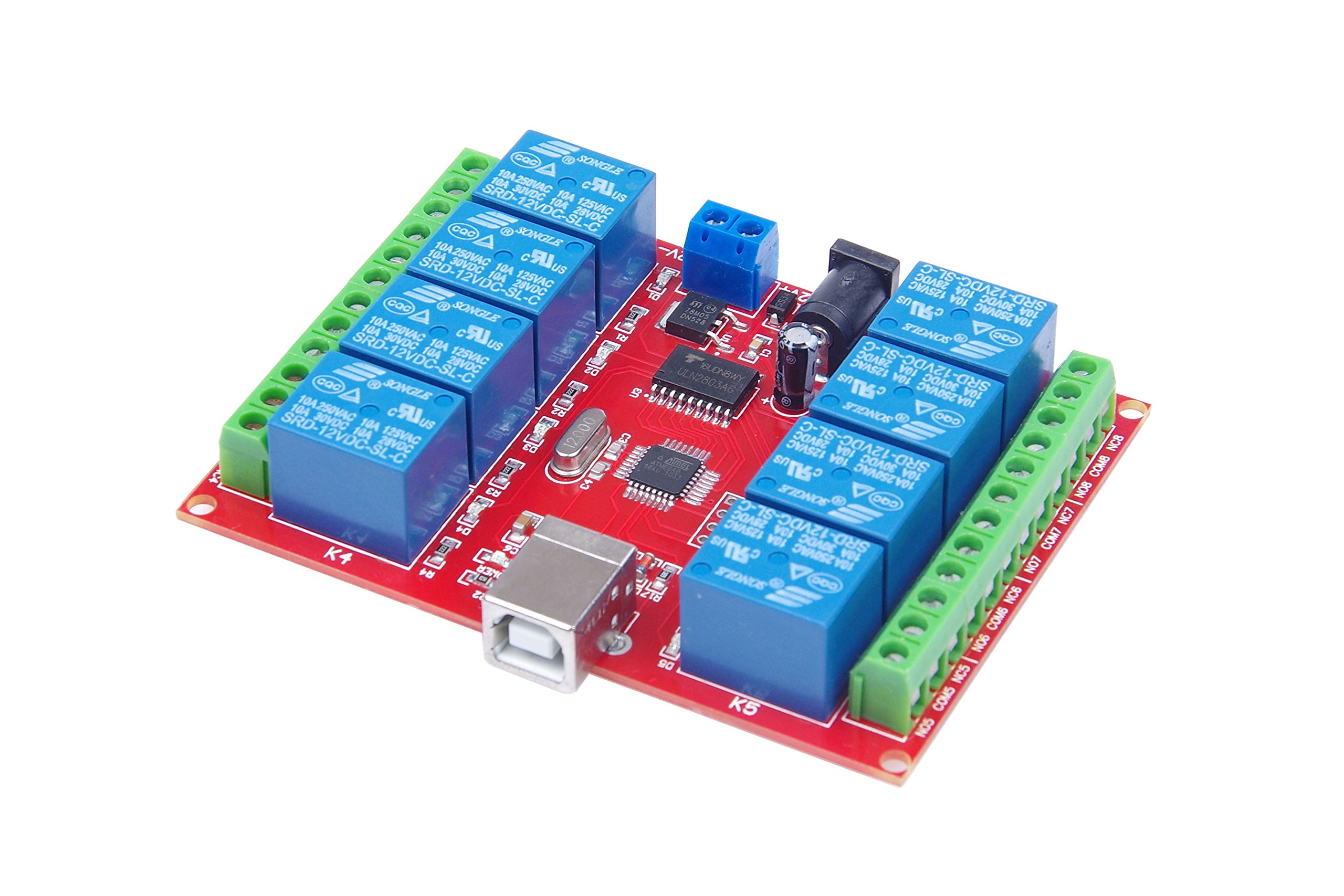 12V 8 Channel USB Relay Module - Programmable Computer Control Switch for PC, Driver & Intelligent Controller (Pack of 20) - Perfect for Home Automation, IoT Projects & Industrial Control Systems