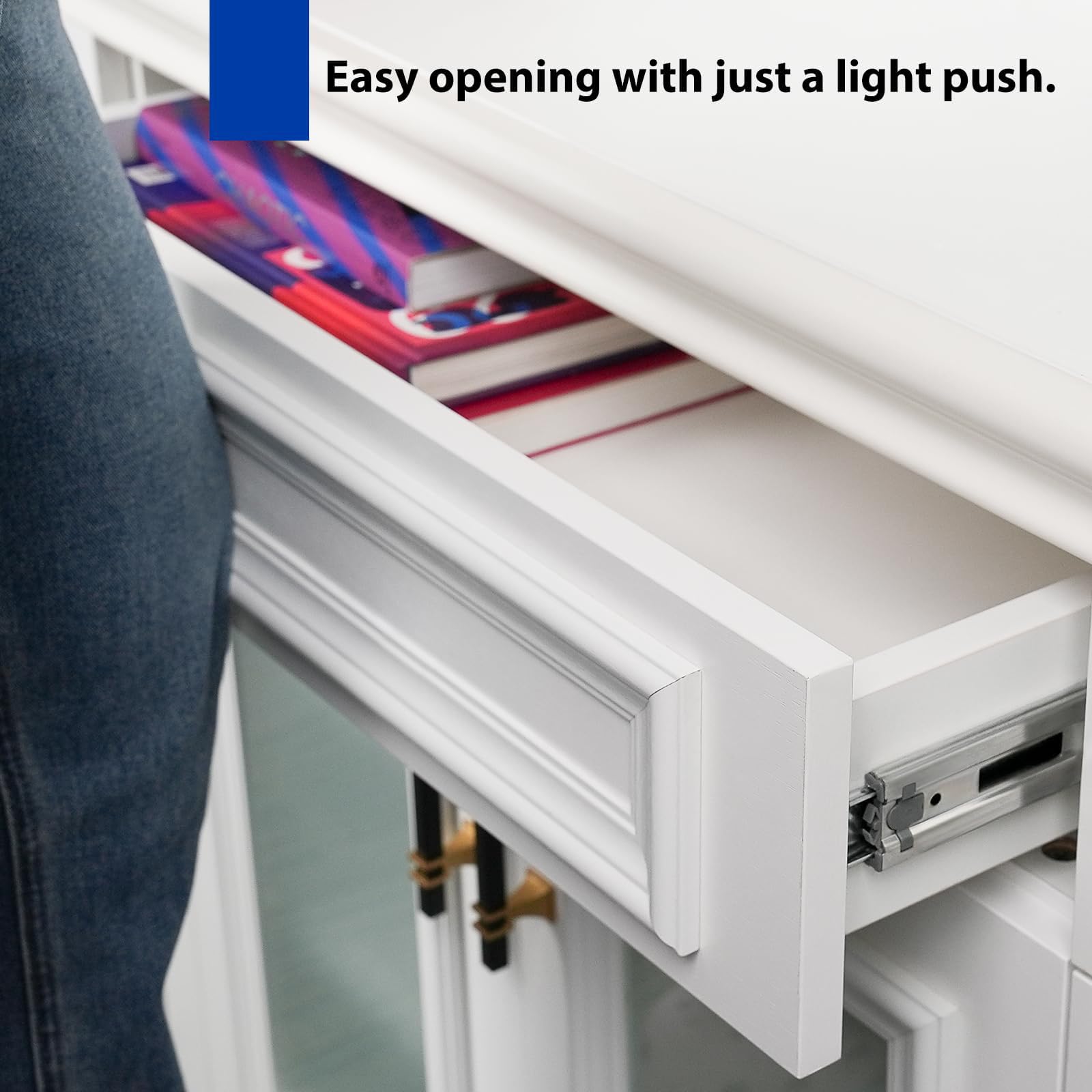 10 Pairs Heavy Duty 22 Inch Drawer Slides - Push to Open Soft Close, Full Extension Ball Bearing Cabinet Rails (100 LB Capacity) - Perfect for Kitchen Cabinets, Office Furniture & Storage Organization