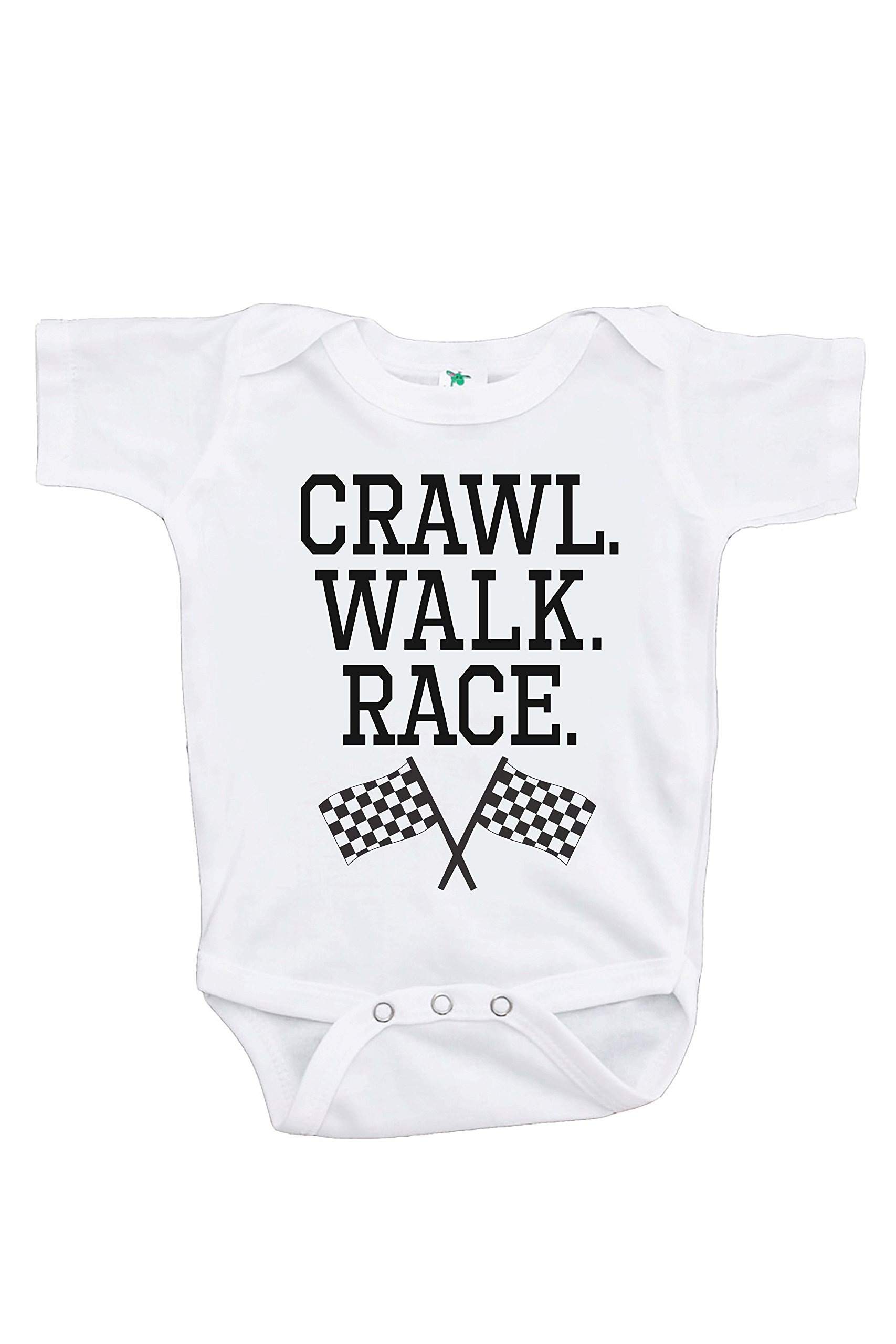 7 Ate 9 Apparel Kids Crawl Walk Race One-Piece Bodysuit - Soft Cotton Baby Romper for Active Toddlers (Perfect for Playtime, Daycare & First Steps)