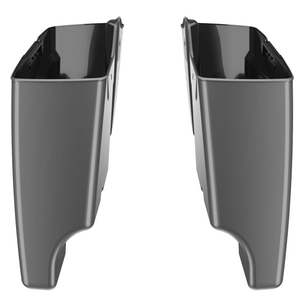 Advanblack Motorcycle Extended Saddlebags with Skid Plates - Fits 2014+ Harley Davidson Touring Models - Charcoal Pearl & Black Pinstripe Design - Waterproof Storage for Long Rides & Road Trips