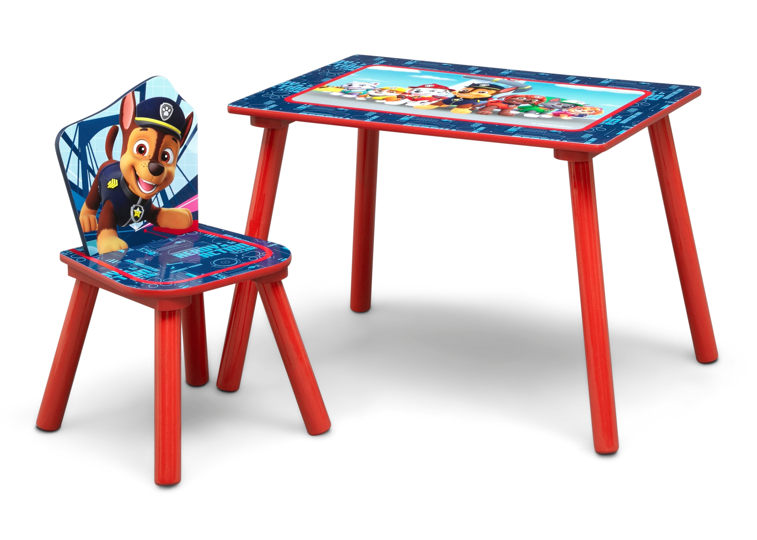 Paw Patrol 4-Piece Toddler Room Set - Includes Toddler Bed, Table, Chair & Fabric Toy Box for Kids' Bedroom Decor & Playroom Organization
