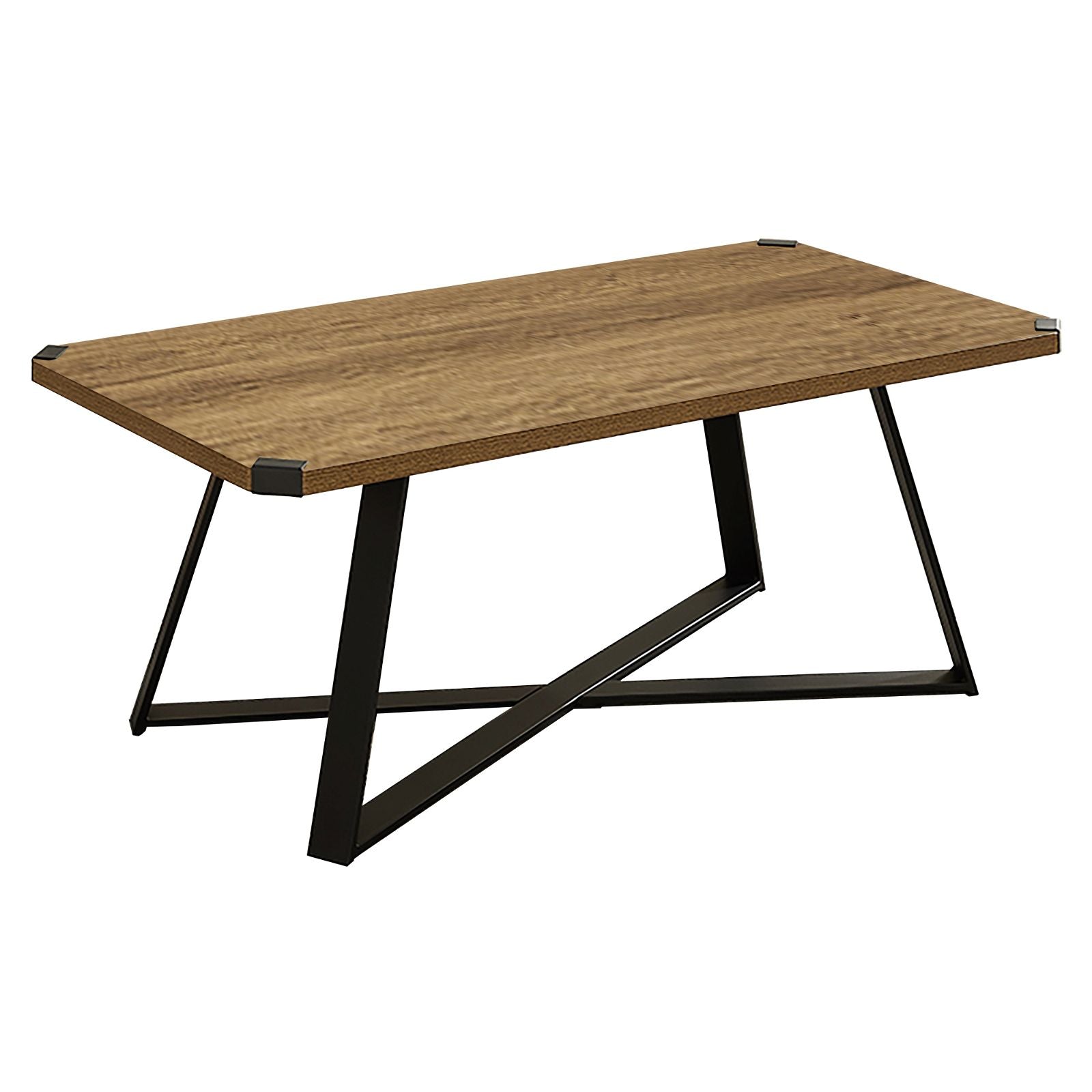 Criterionâ¢ 43-Inch Dark Oak Capri Coffee Table with Black Metal Legs & Accents - Modern Living Room Centerpiece for Home Decor