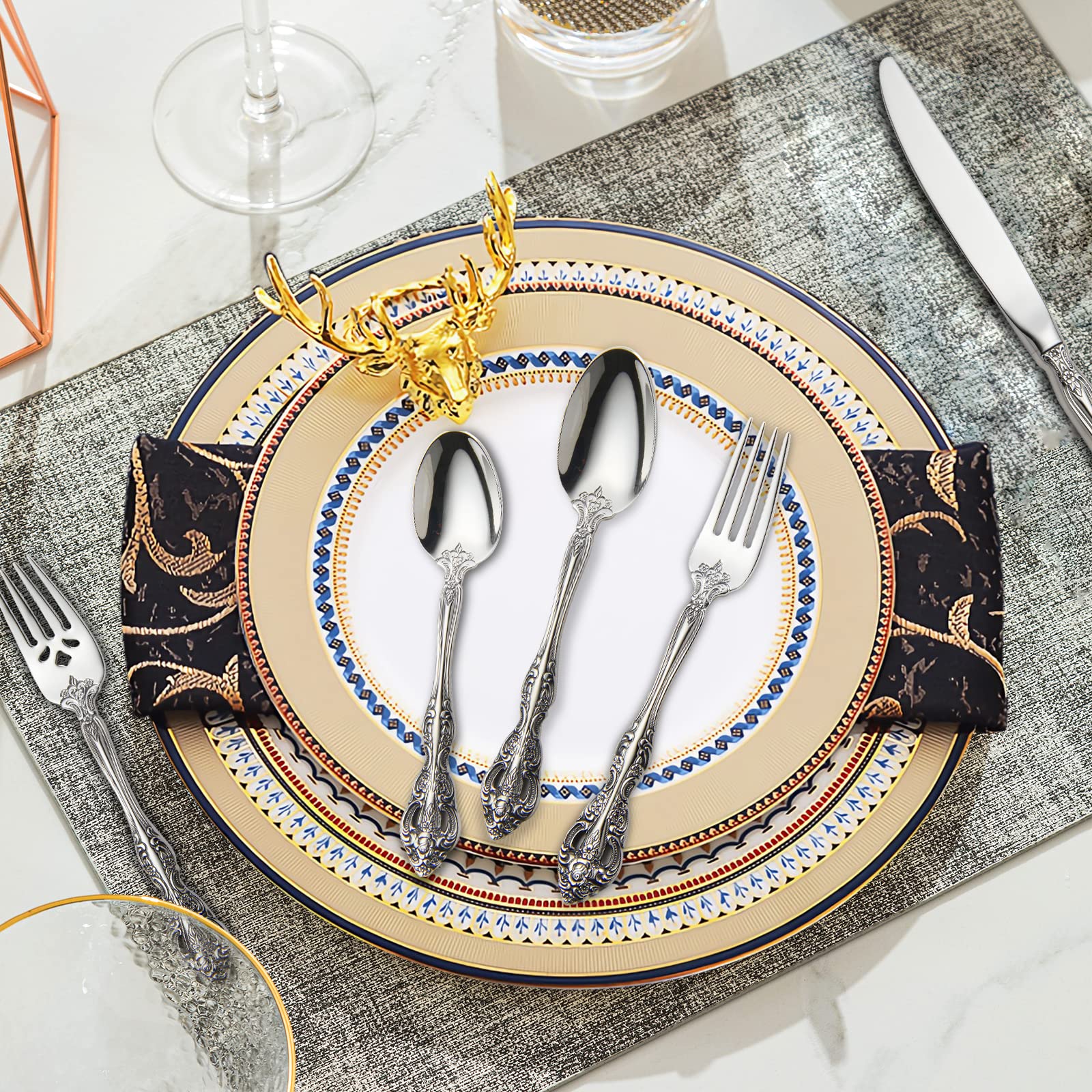 Michelangelo 60-Piece 18/10 Stainless Steel Flatware Set for 12 - Elegant Silverware Cutlery Set, Dishwasher Safe (Silver) - Perfect for Dinner Parties, Weddings & Upscale Dining
