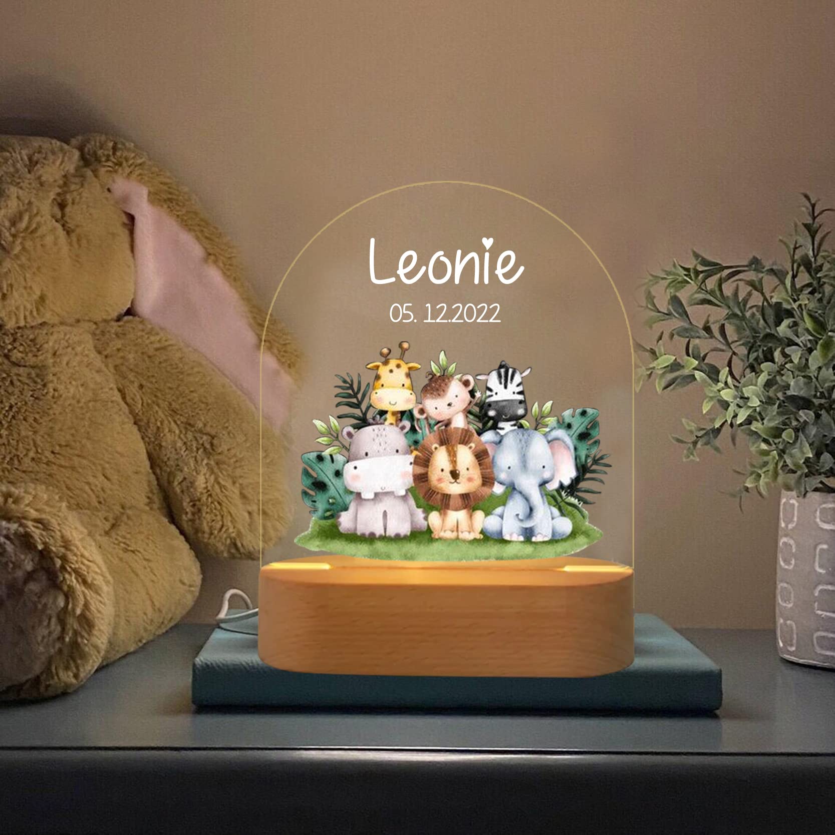 Personalized Animal Night Light for Kids - Custom Baby Boy & Girl Nursery Decor, Newborn Gift, Christmas Present | Bedroom, Playroom & Nursery Lighting