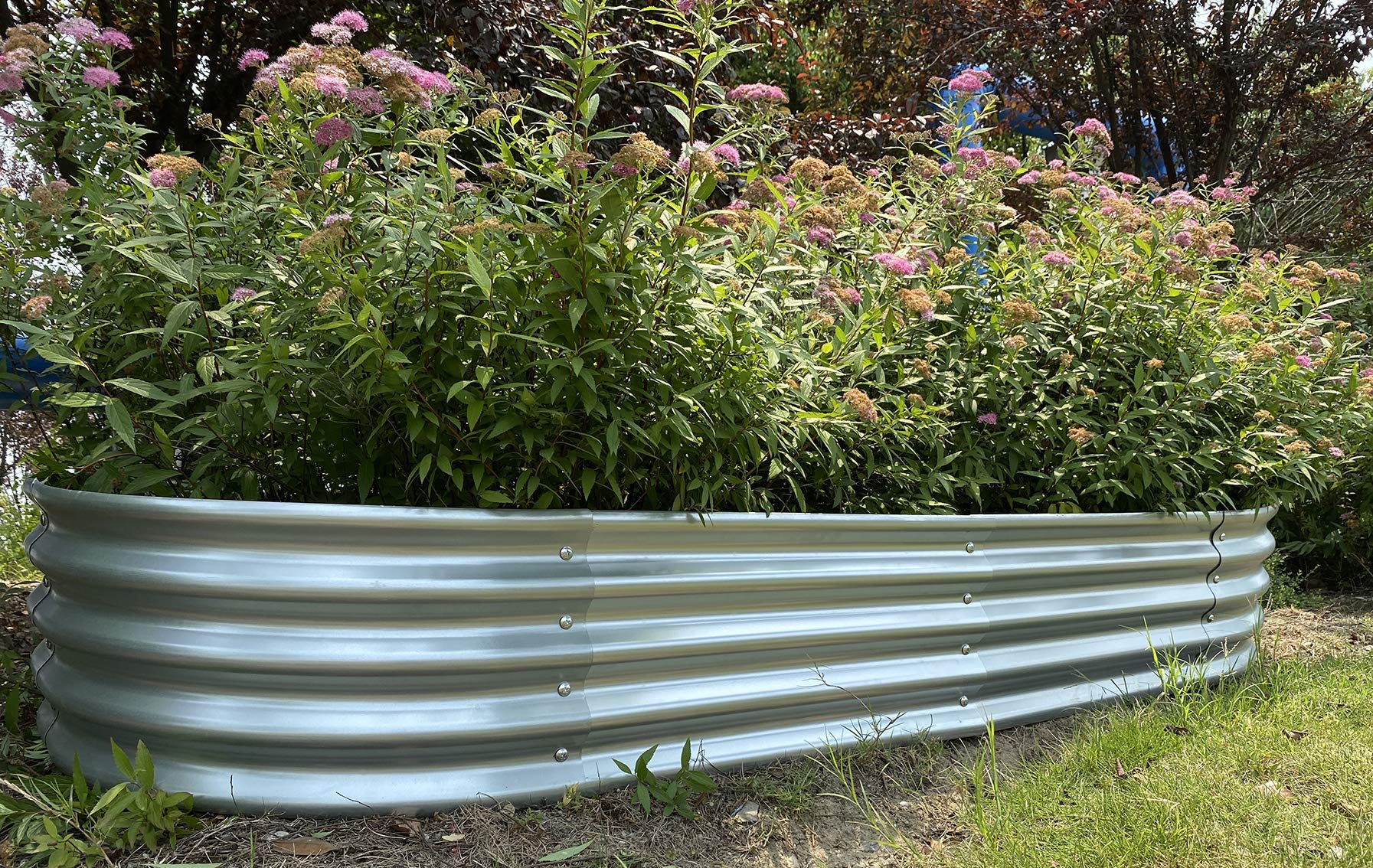 AMIATCH 2-Pack 7ft Metal Raised Garden Beds - Elevated Planter Box for Vegetables, Flowers, Herbs (Silver) | Perfect for Patio, Backyard, and Small Space Gardening