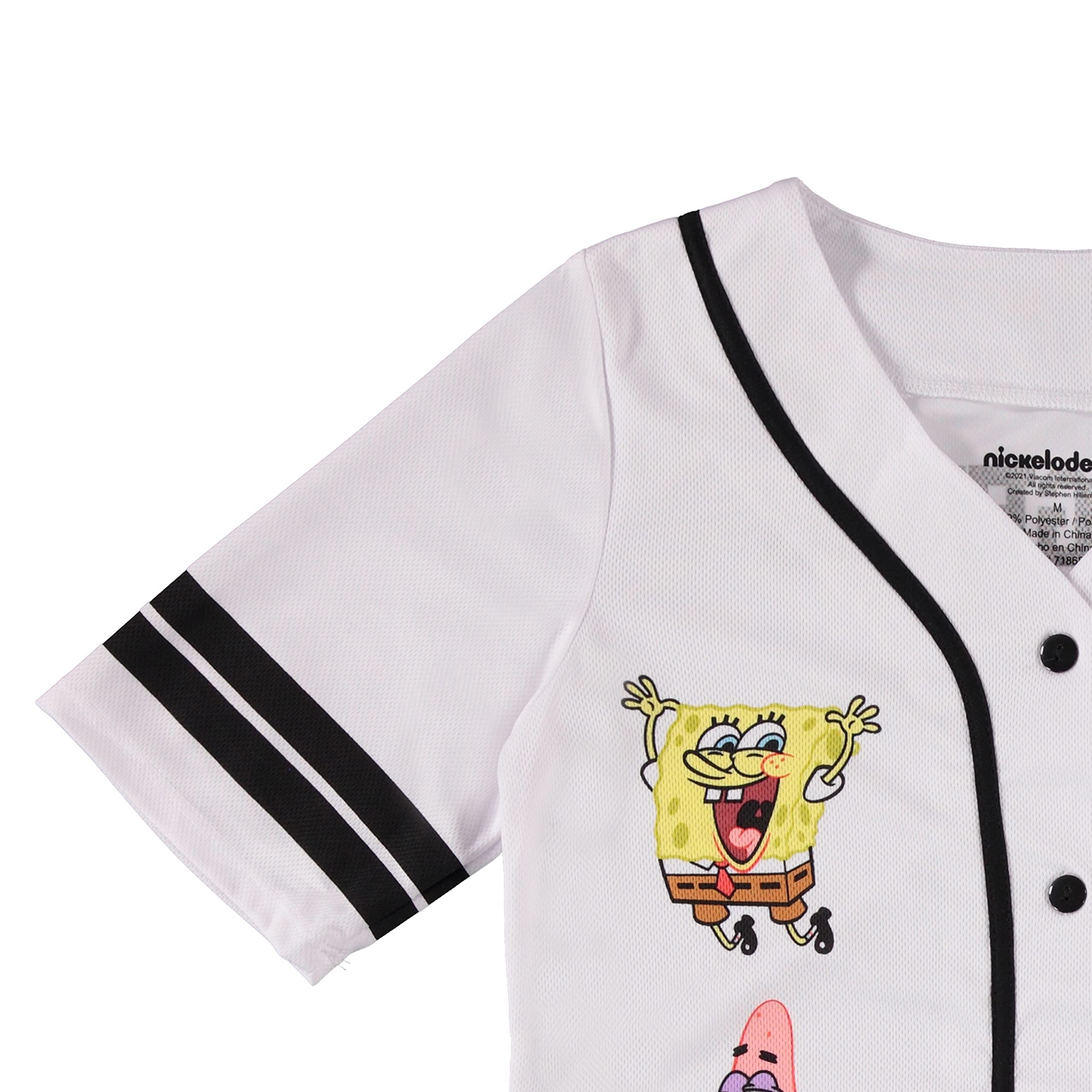 SpongeBob SquarePants Women's Baseball Jersey - Cartoon Character Tops (Spongebob, Mr Krabs, Squidward, Patrick) - Breathable Mesh Button Down Shirt for Casual Wear, Cosplay & Themed Parties