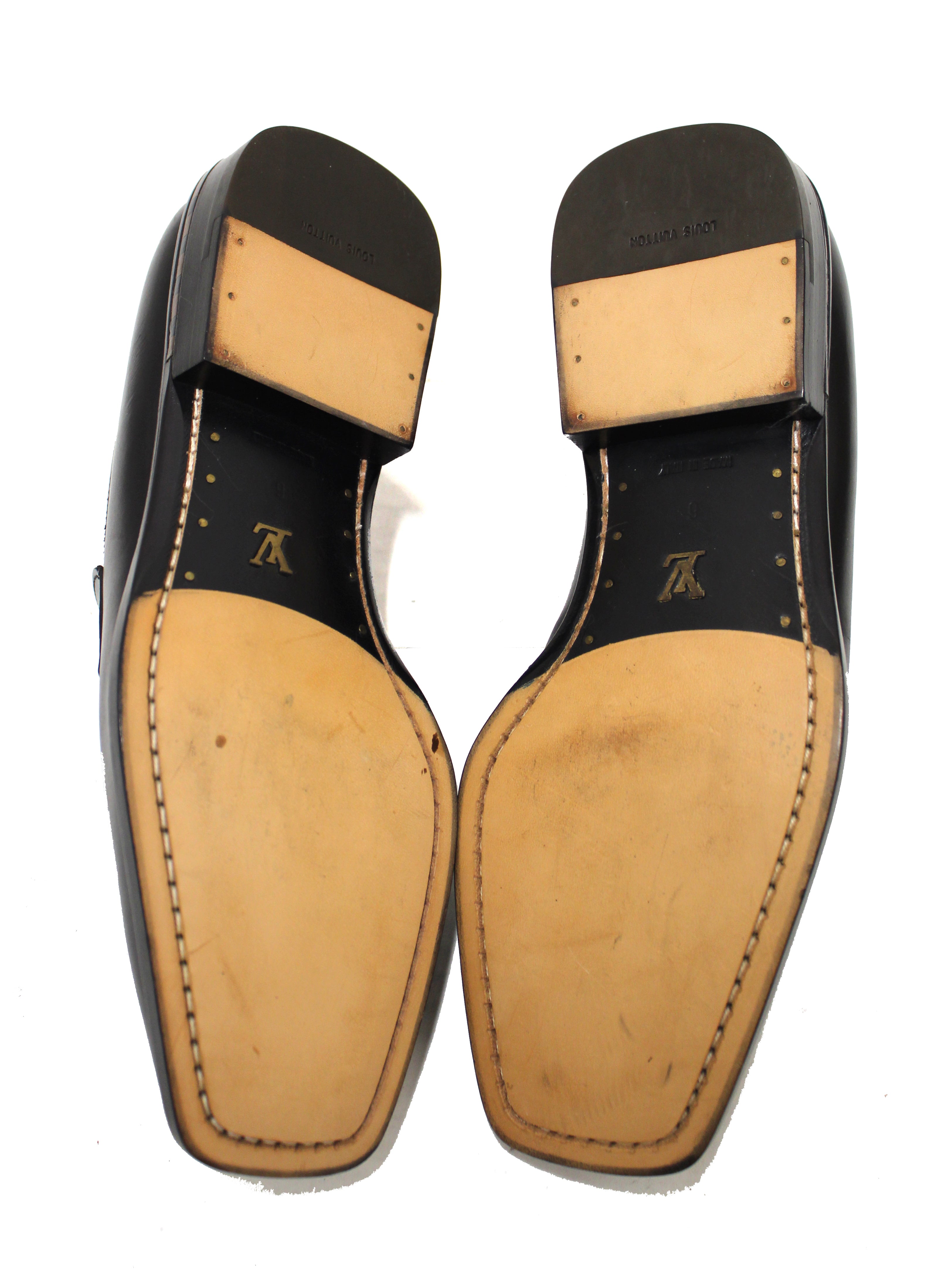 Authentic Louis Vuitton Men's Black Leather Loafers - Premium Calfskin Dress Shoes Size UK 6 (US 7) - Perfect for Business Meetings, Weddings & Formal Occasions