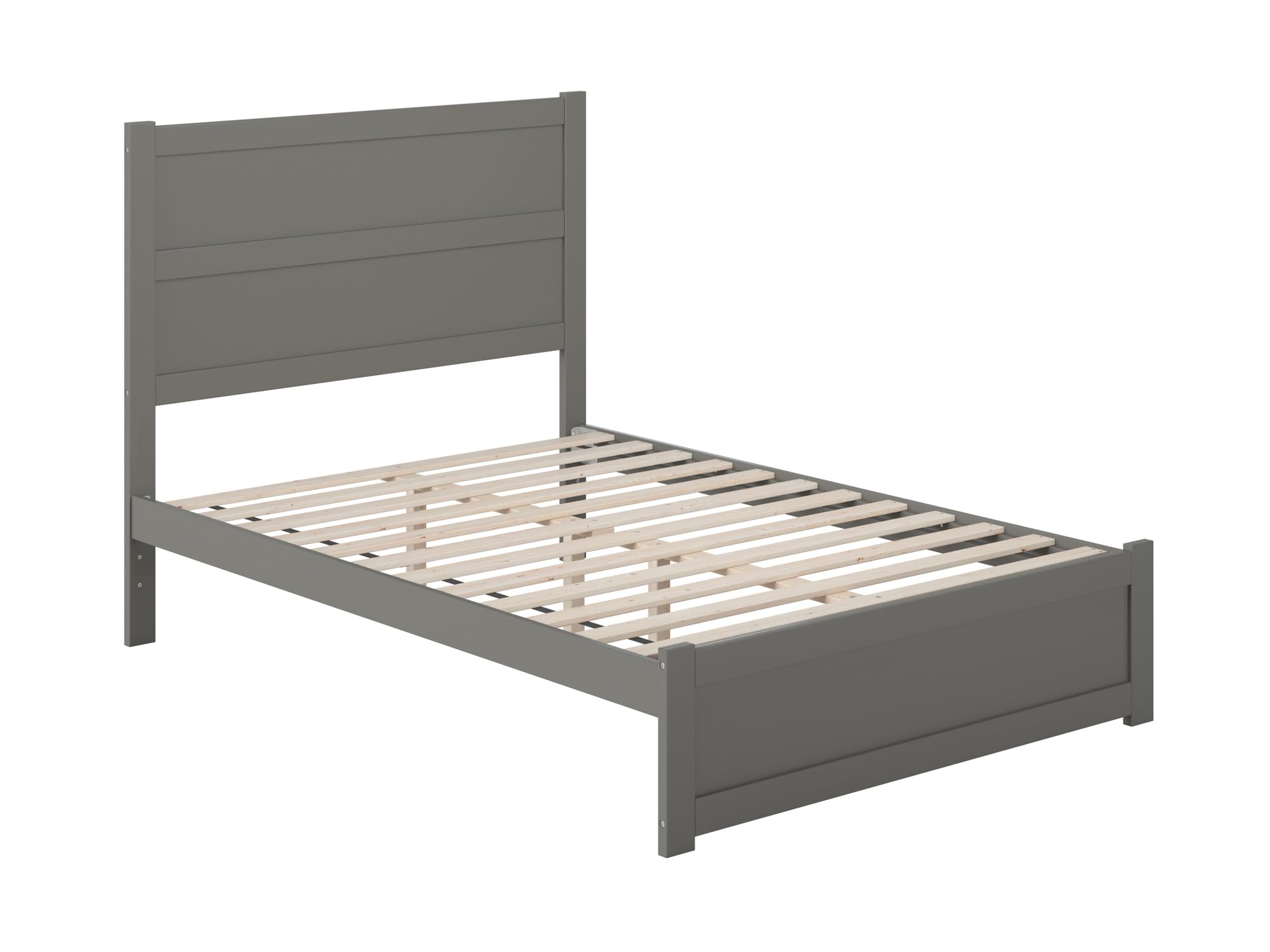 AFI NoHo Full Size Platform Bed with Footboard & USB Charging Station - Modern Grey Wooden Bed Frame for Small Spaces & Apartments - Perfect for Bedrooms, Guest Rooms & Studio Apartments