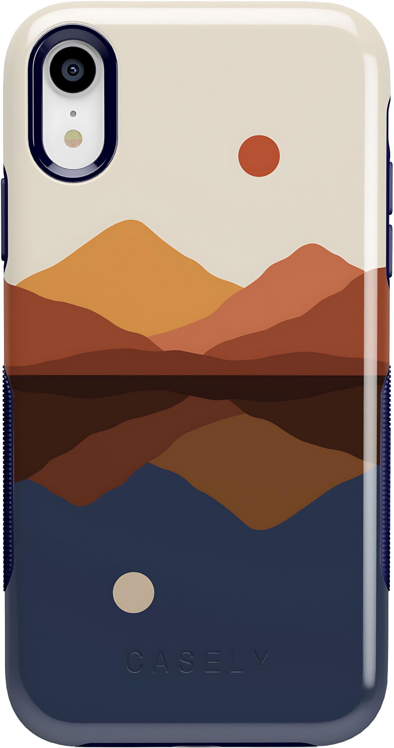 Casely iPhone XR Case - Opposites Attract Day & Night Colorblock Mountain Design | Protective Phone Cover for Women & Men | Perfect for Outdoor Adventures, Travel & Daily Use