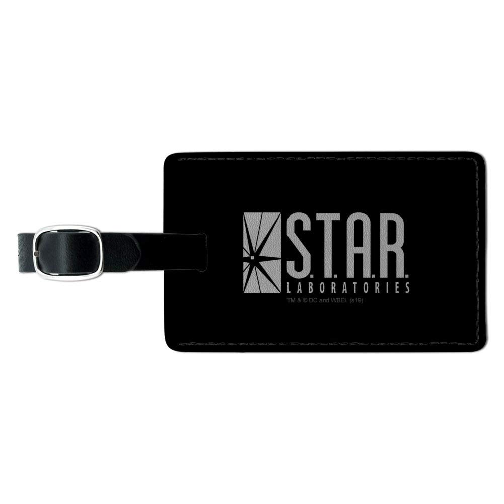The Flash TV Series Star Labs Logo Leather Luggage Tag - Rectangle ID Card Holder for Travel, Cosplay & Superhero Fans - Perfect for Suitcases, Backpacks & Gift Giving