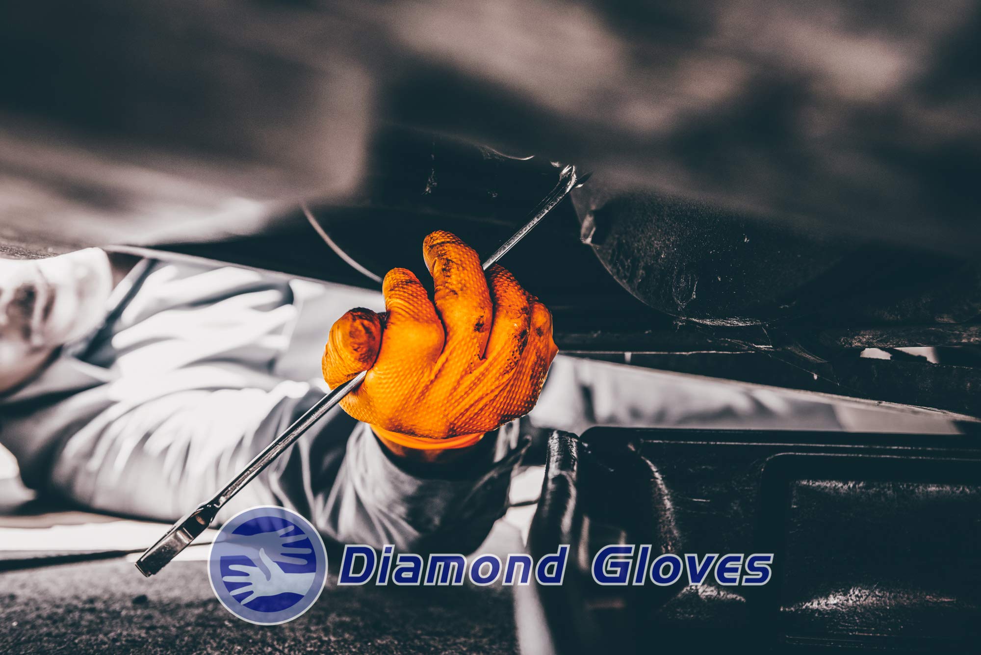 Premium Orange Nitrile Gloves - 6 Mil Heavy Duty, Powder-Free, Latex-Free - Diamond Textured Grip for Automotive, Mechanics, Food Handling, Janitorial & Cleanroom Use - Food Grade Safe - Free Shipping (X-Large) - Perfect for Workshop, Kitchen & Industrial Safety Protection