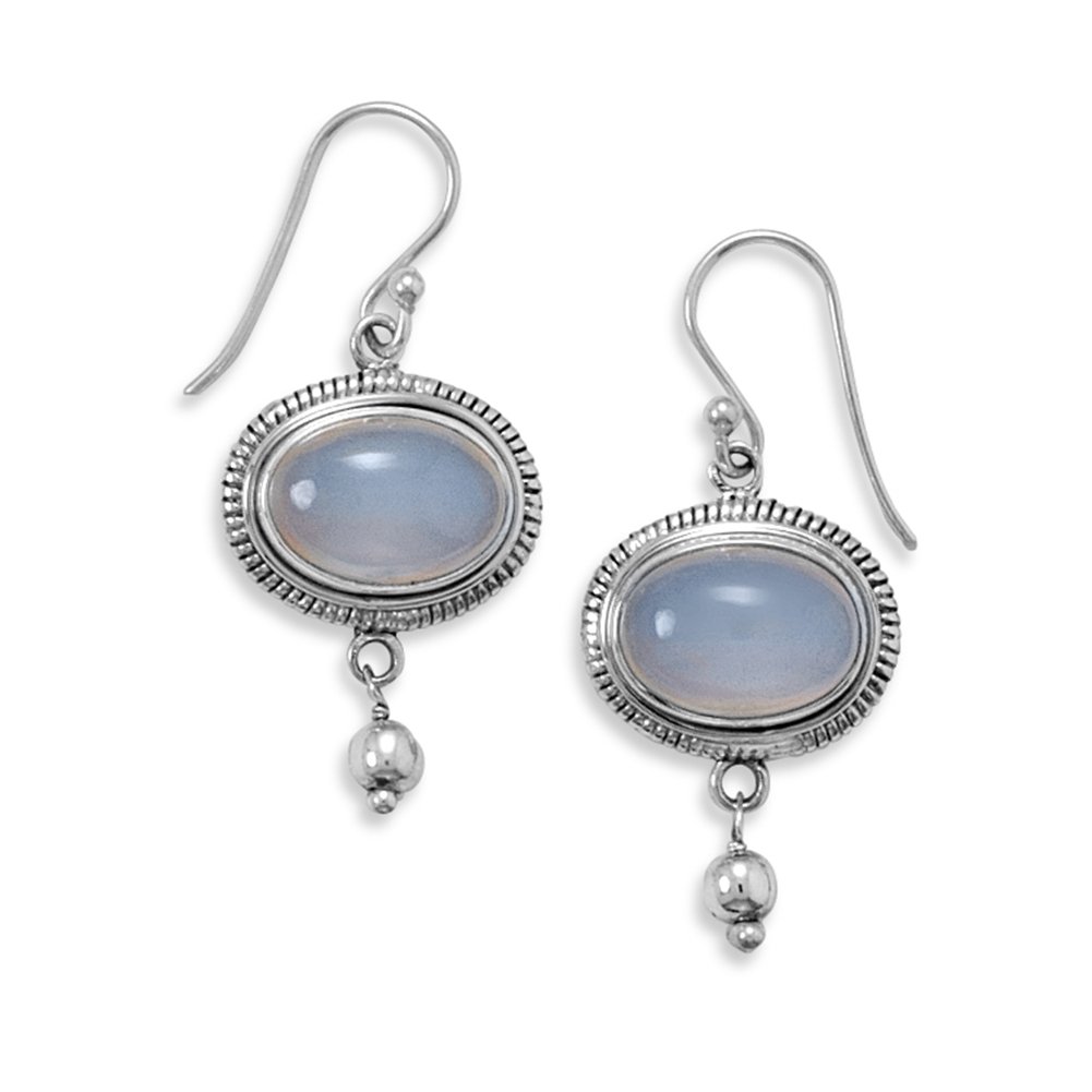 Chalcedony East West Bead Drop Earrings - Sterling Silver Dangle Earrings for Women, Elegant Jewelry Gift for Birthday, Wedding & Special Occasions