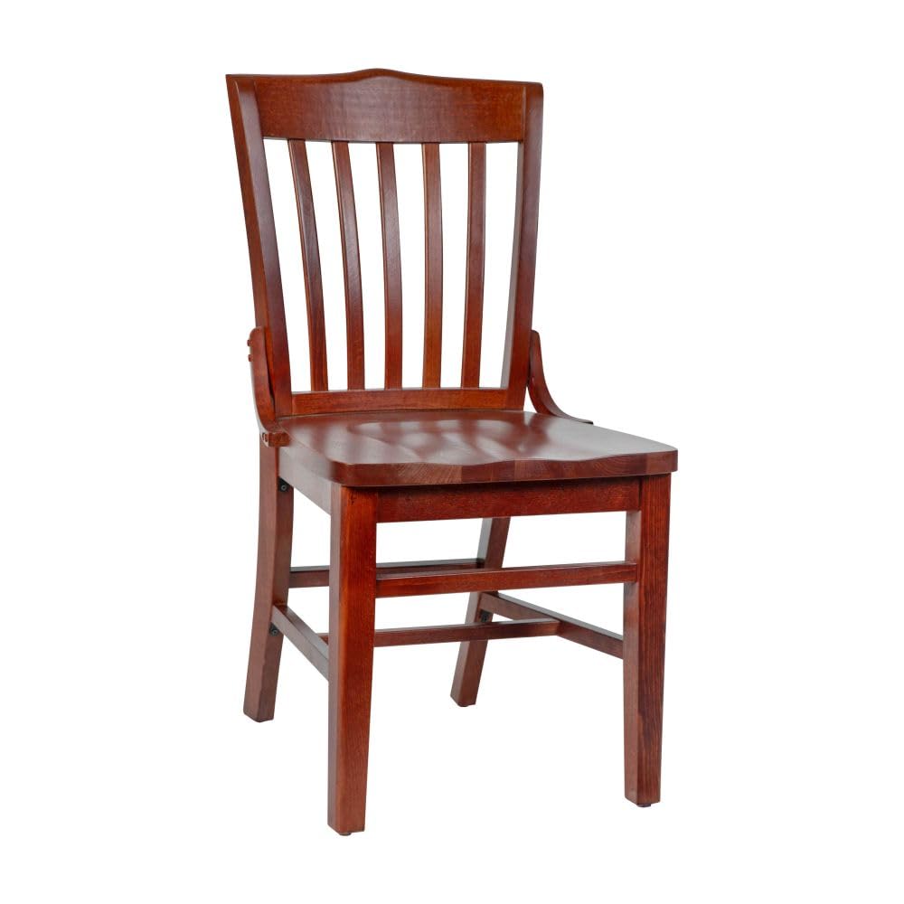 Flash Furniture Hercules Series Wooden Dining Chair - Classic Armless School House Back Restaurant Chair for Kitchen, Cafe & Home, Mahogany Finish | Perfect for Restaurants, Diners & Modern Farmhouse Decor