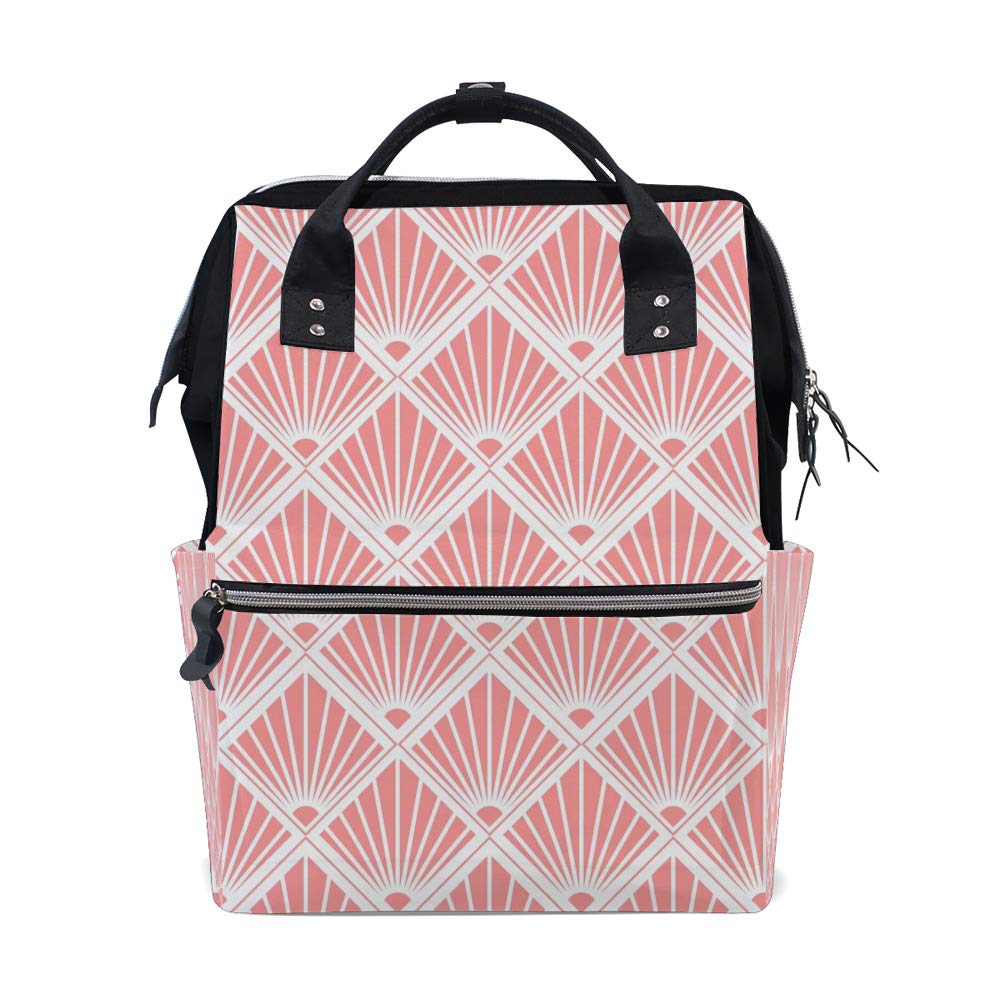 Waterproof Multifunctional Diaper Backpack for Moms - Large Capacity Baby Nappy Bag with White & Pink Design | Perfect for Nursing, Travel & Daily Use