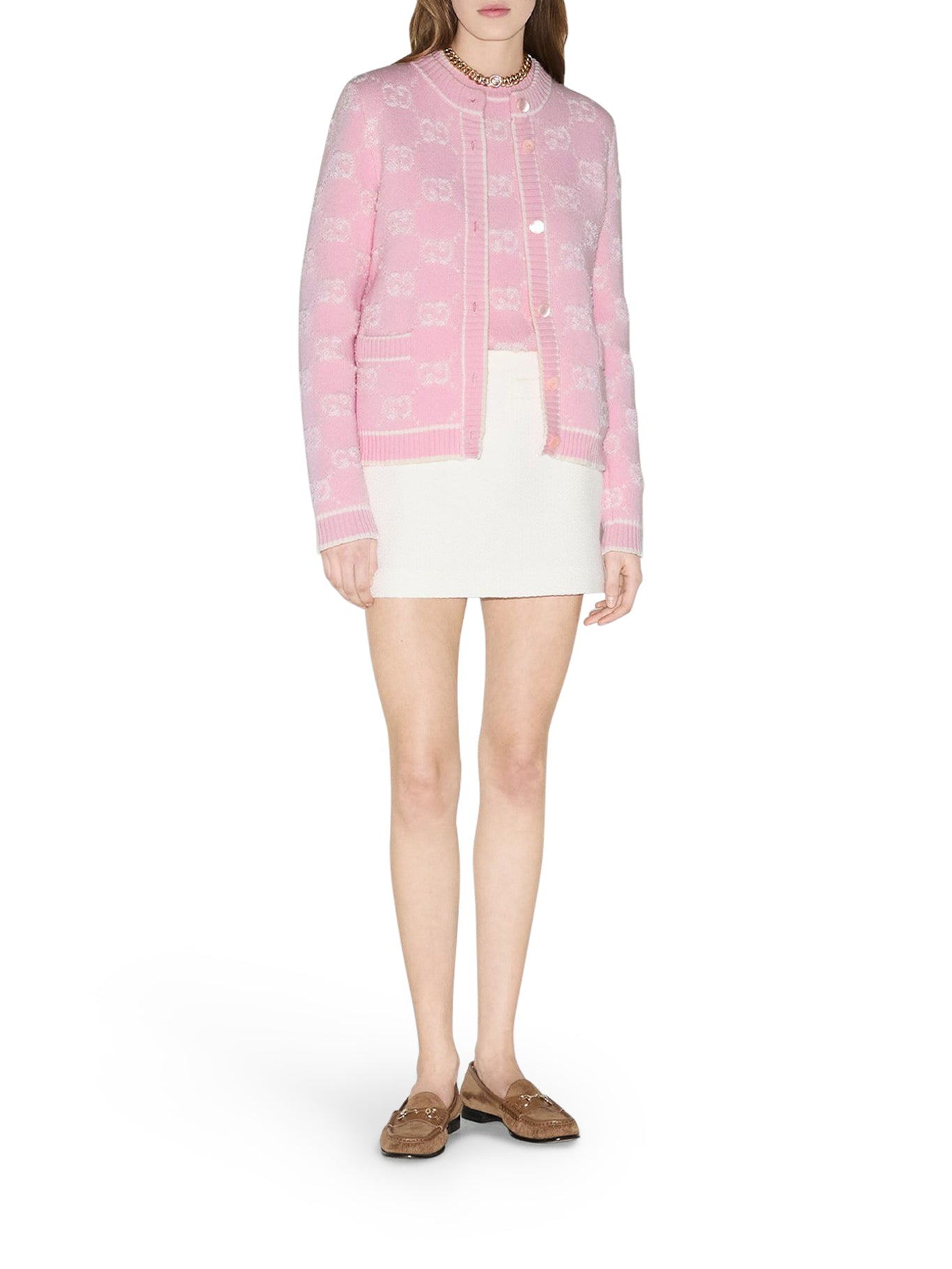 GG BOUCLÉ Jacquard Wool Cardigan for Women - Cozy Knit Sweater for Fall & Winter - Perfect for Office, Casual Outfits and Layering