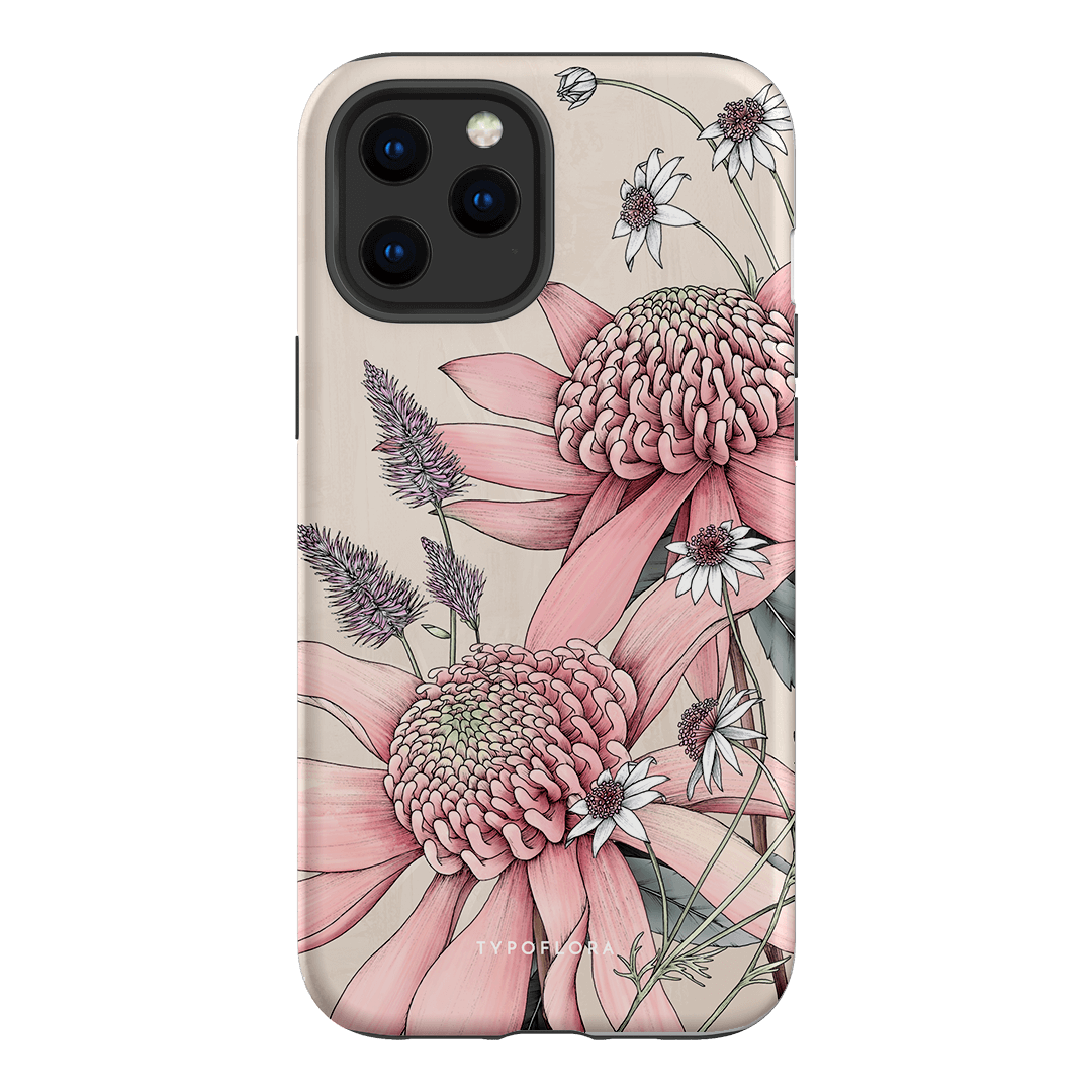 Pink Waratah Flower Phone Case for iPhone 15 14 13 12 Pro Max - Slim Protective Cover with Floral Design - Perfect for Everyday Use, Travel & Gifts