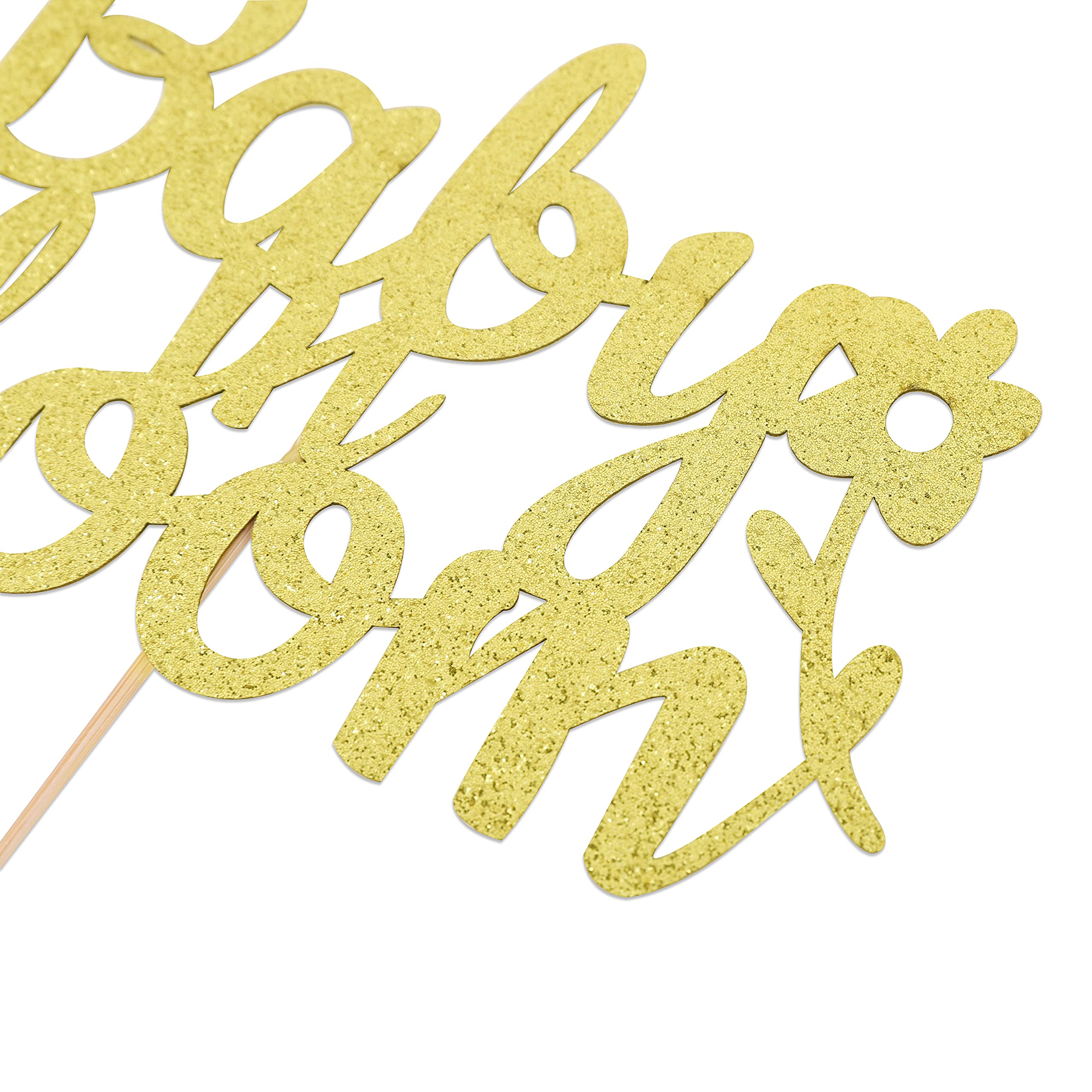 Gold Glitter Baby Cake Topper for Newborn Party - Elegant Smash Cake Decor & Photo Booth Props - Baby In Bloom Theme - Perfect for 1st Birthday, Baby Shower & Gender Reveal Celebrations