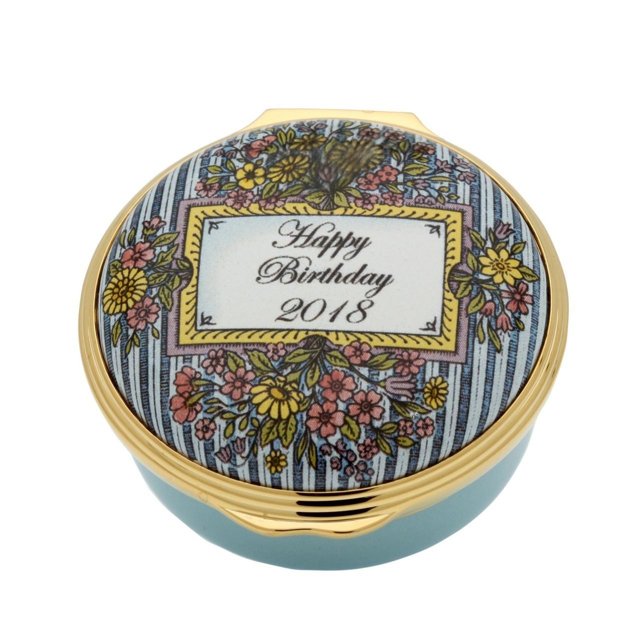 Halcyon Days 2018 Happy Birthday Enamel Box ENHB181201G - Elegant Gift for Birthdays, Anniversaries & Special Occasions