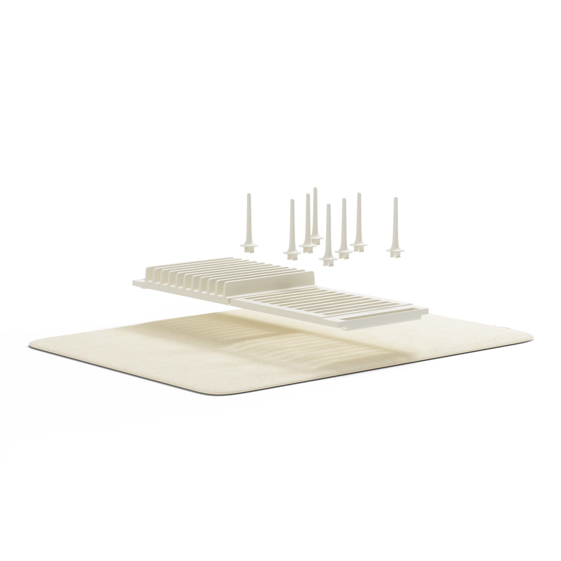 UDry Peg Dish Rack with Drying Mat - Space Saving Kitchen Organizer for Plates, Bowls & Utensils - Perfect for Small Kitchens, Apartments & RVs