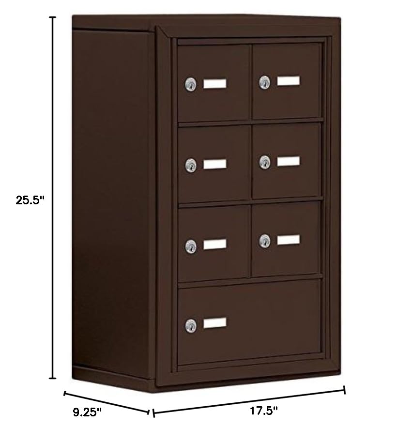 Secure 4-Unit Surface Mounted Cell Phone Locker with Master Key - 8-Inch Bronze Compartments by Salsbury Industries | Ideal for Schools, Gyms & Offices
