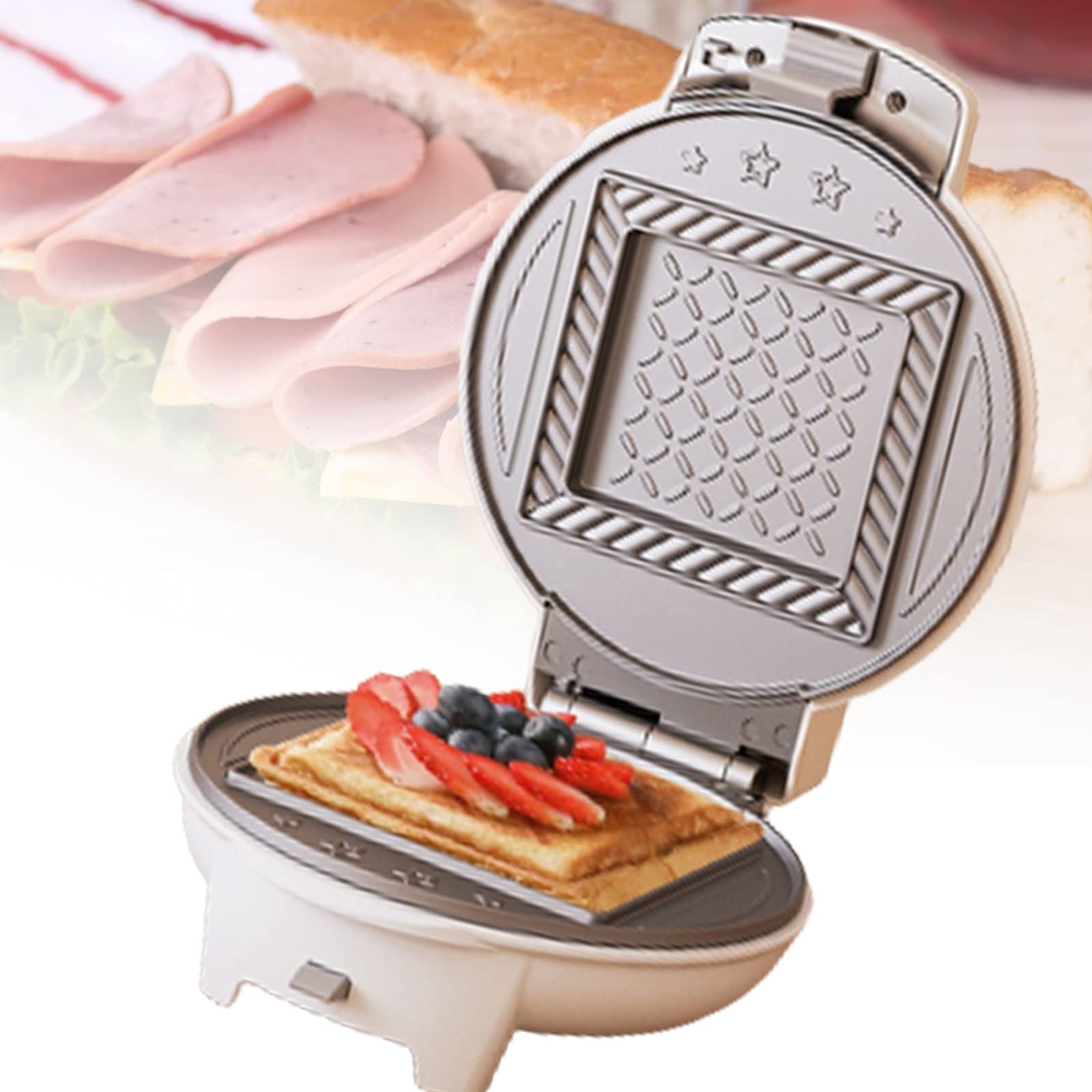 Niligan 3-in-1 Sandwich Toaster & Waffle Maker with Detachable Non-Stick Plates - 750W Electric Panini Press, Ice Cream Cone Egg Waffle Machine for Breakfast, Snacks & Desserts - Cool Touch Handle & Easy Clean (9 Plates)