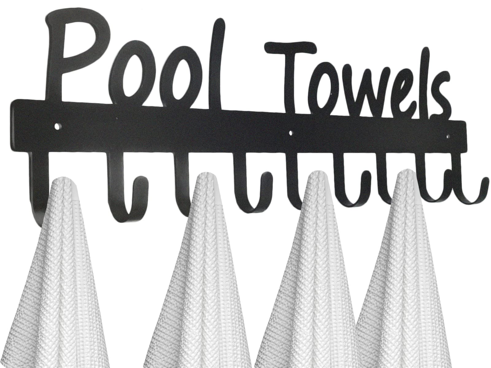 Black Outdoor Pool Towel Rack with 9 Hooks - Heavy Duty Towel Hanger for Swimsuits, Bathrobes & Clothes - Perfect for Poolside, Beach House & Bathroom Organization