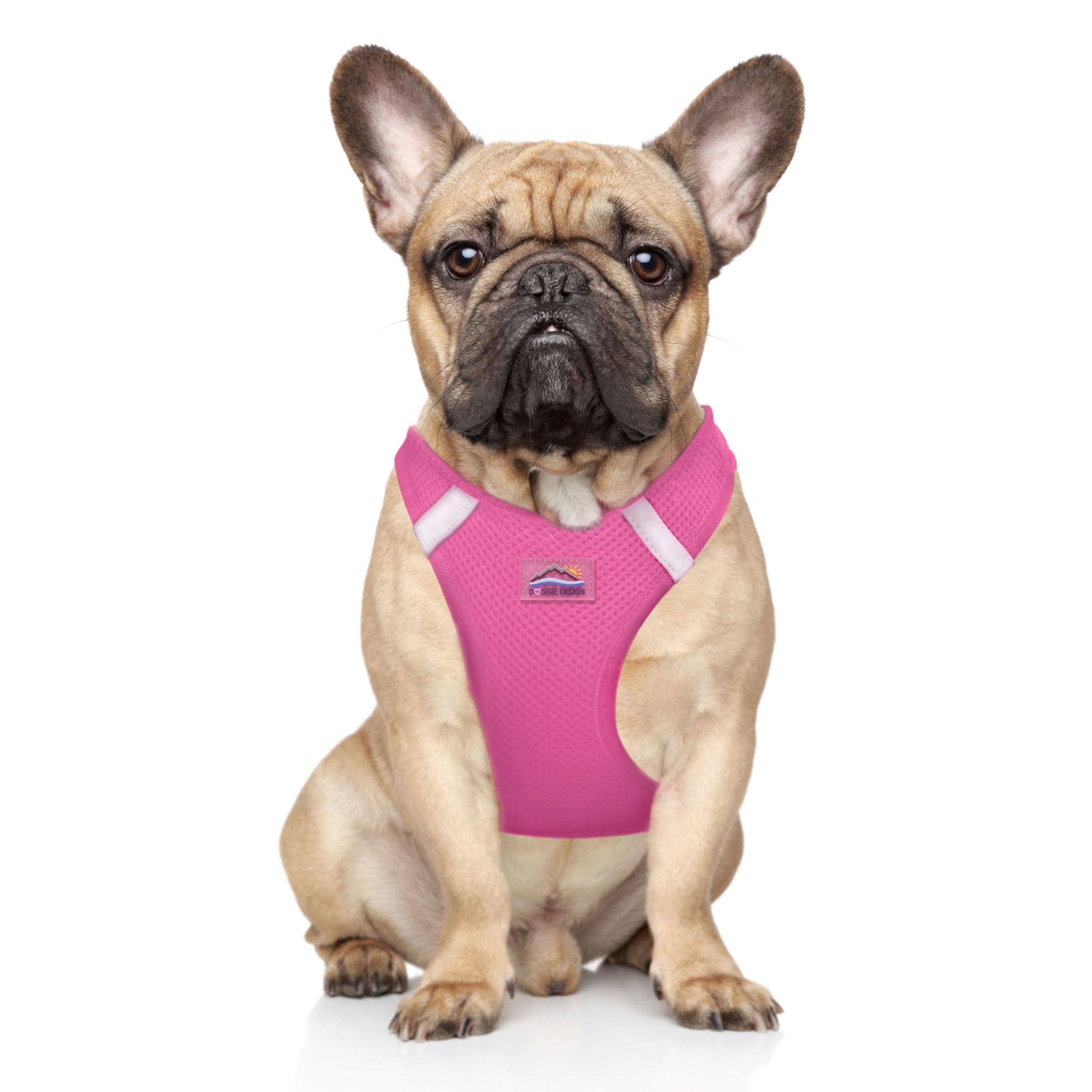 Doggie Design No-Choke Dog Harness - Breathable Mesh Polyester Pet Vest with Easy Step-in Design for Small to Medium Dogs - Candy Pink Size M - Perfect for Walking, Hiking & Outdoor Adventures