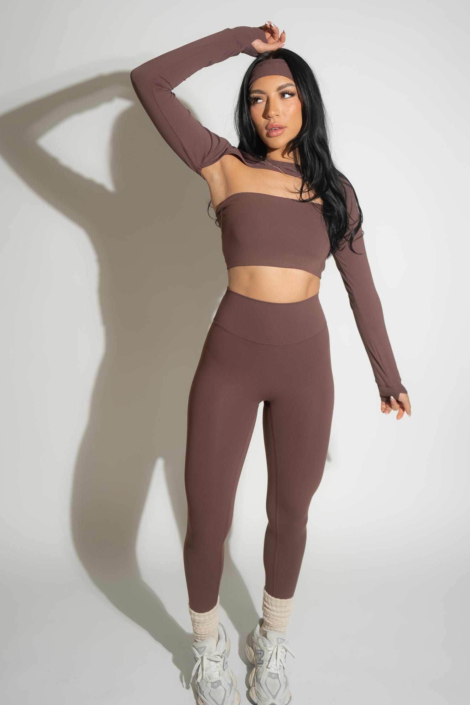 Stylish Icon Leggings in Mahogany - High Waist Yoga Pants for Women, Perfect for Workouts, Running & Lounge Wear