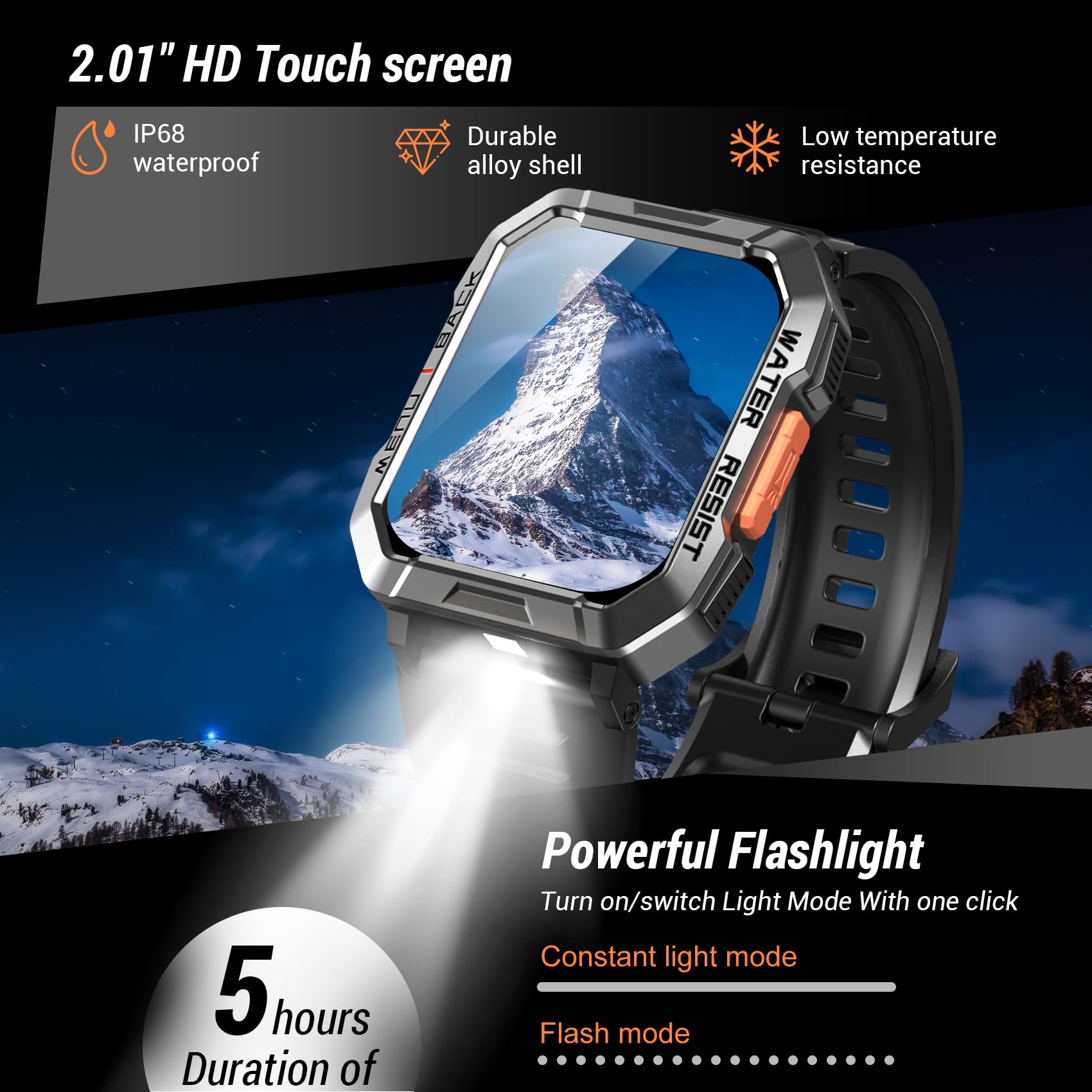 Military Smart Watch for Men - Answer/Make Calls, 2.01