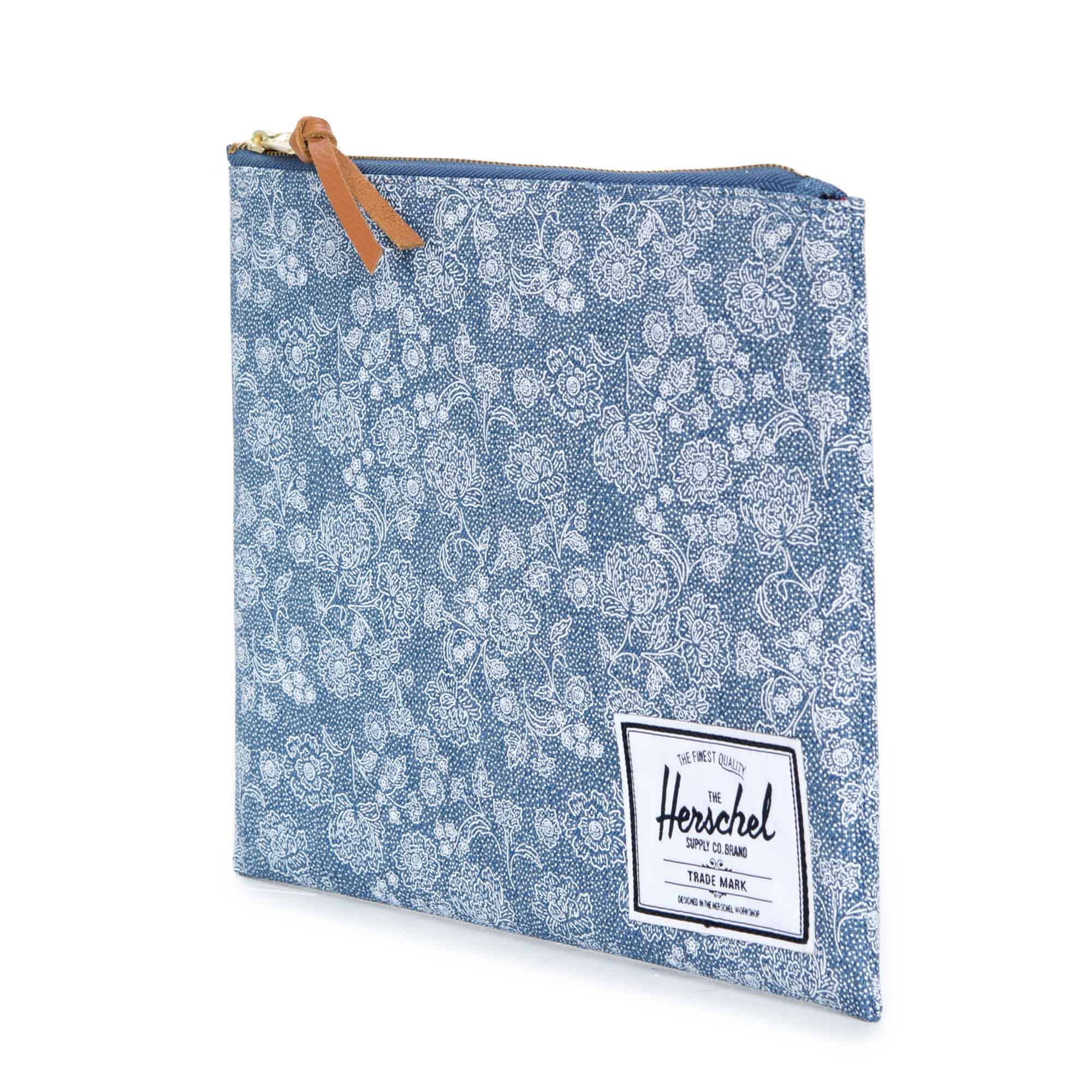 Herschel Large Network Pouch Floral Chambray - Stylish Travel Organizer for Cosmetics, Electronics & Essentials | Perfect for Work, Gym & Daily Commute
