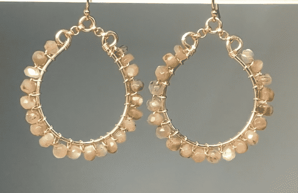 Gold Filled Chocolate Moonstone Hoop Earrings - Sterling Silver Jewelry for Women | Perfect for Weddings, Parties & Everyday Wear