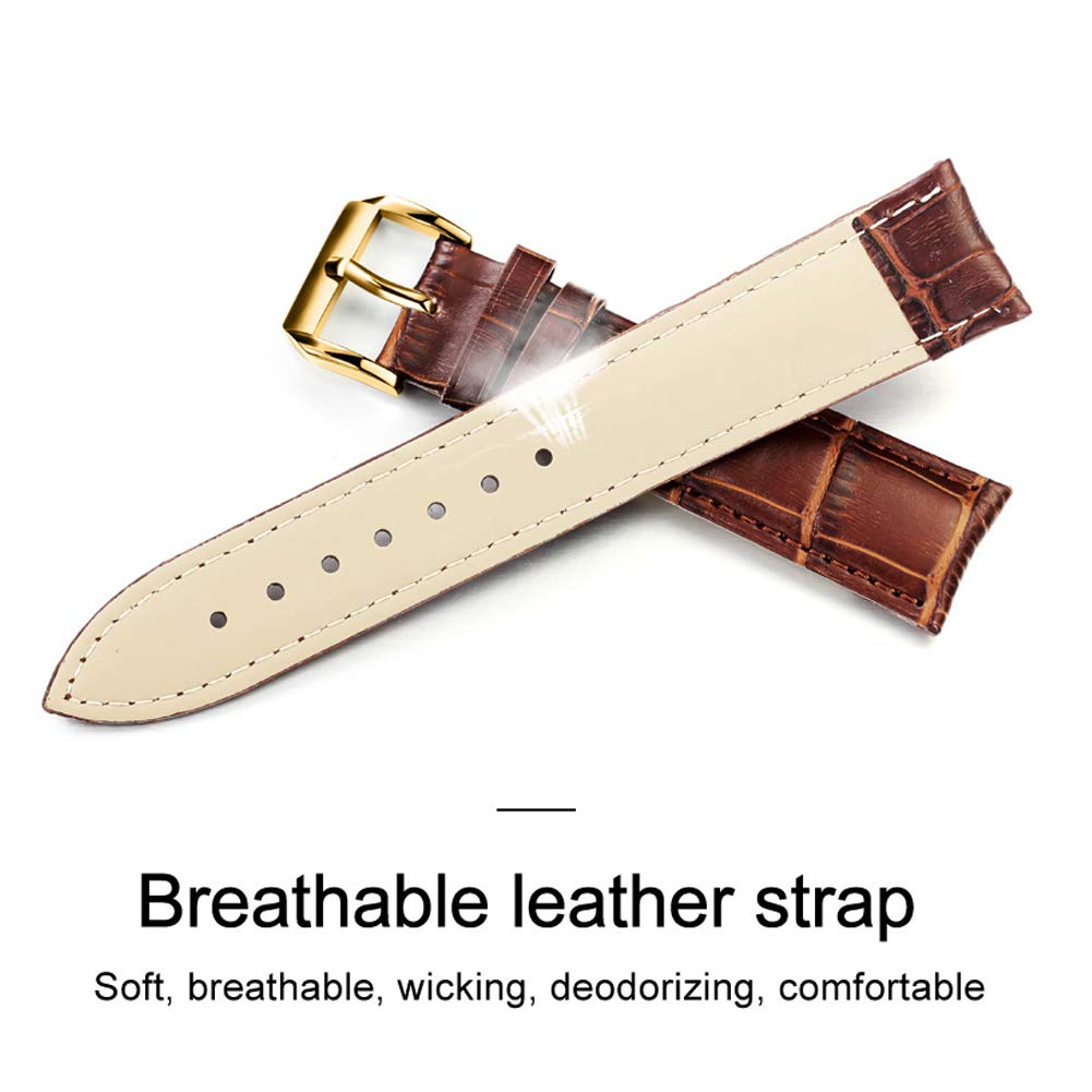 OLEVS Men's Brown Leather Watch - Rose Gold Quartz, Waterproof for Daily Wear & Dress Occasions
