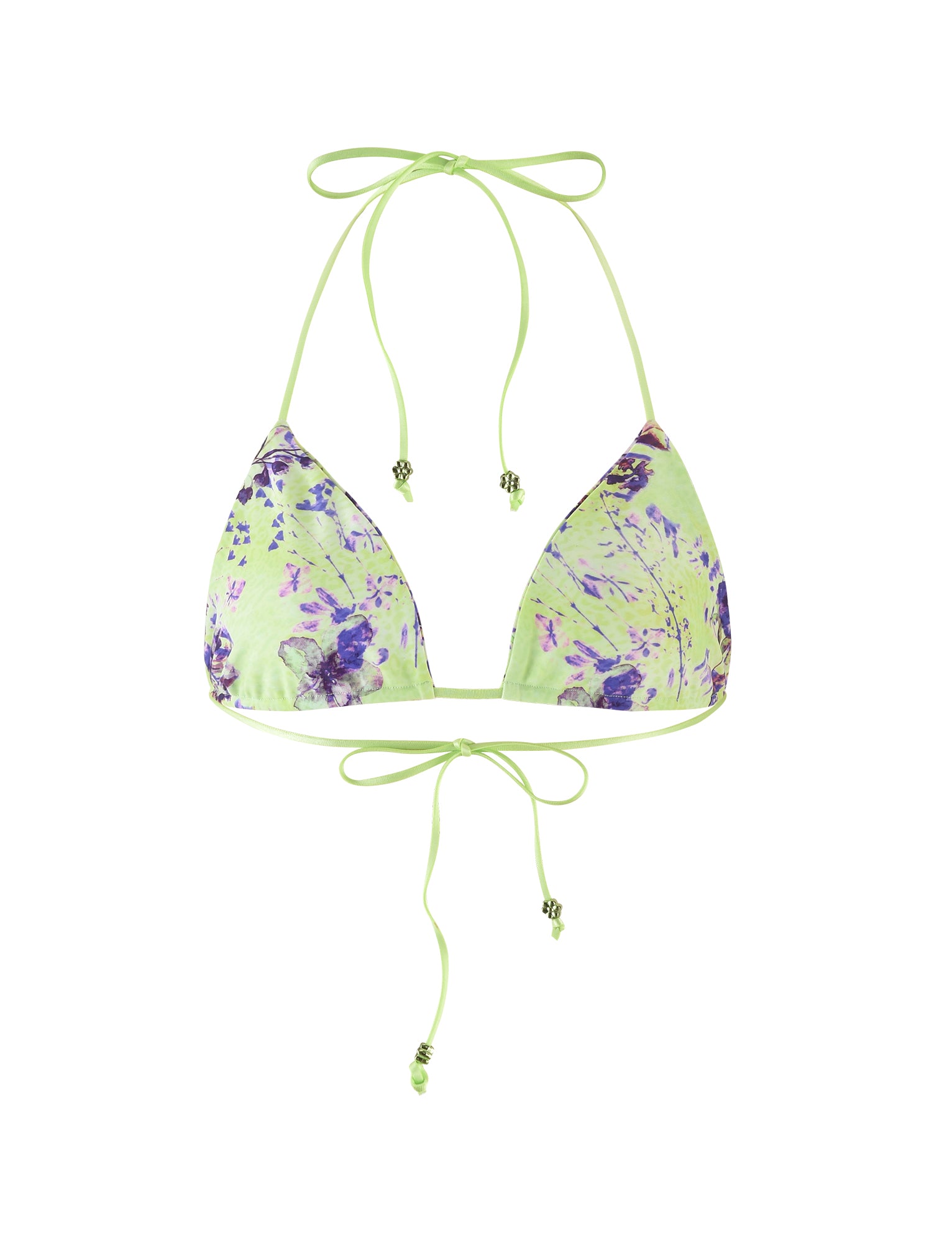 Poppy Floral Green AVE Bikini Top - Women's Sexy Swimwear for Beach, Pool & Summer Vacation