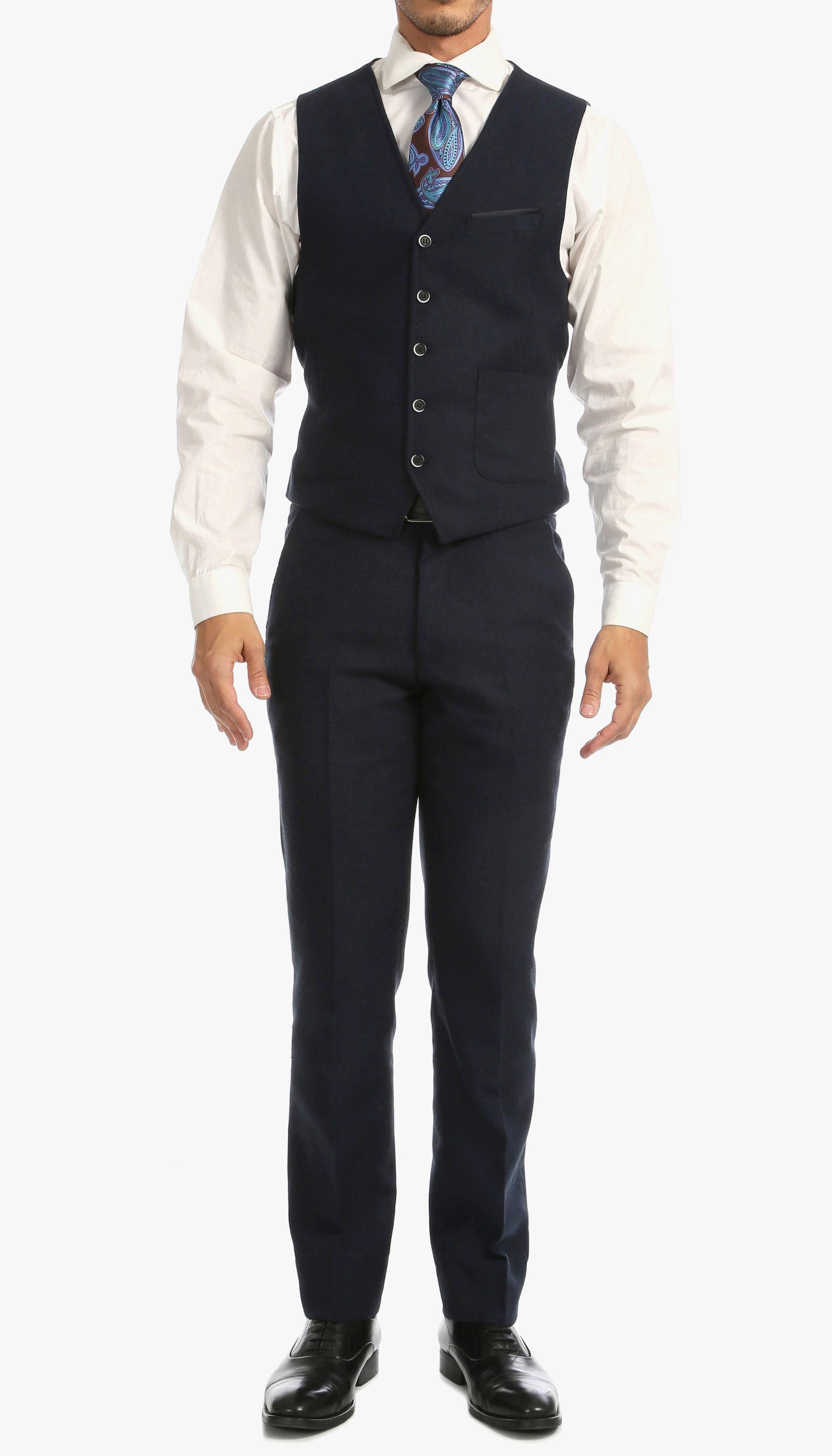 Tweed Men's Slim Fit 3 Piece Suit in Navy Blue | Formal Business Attire for Weddings & Office Wear