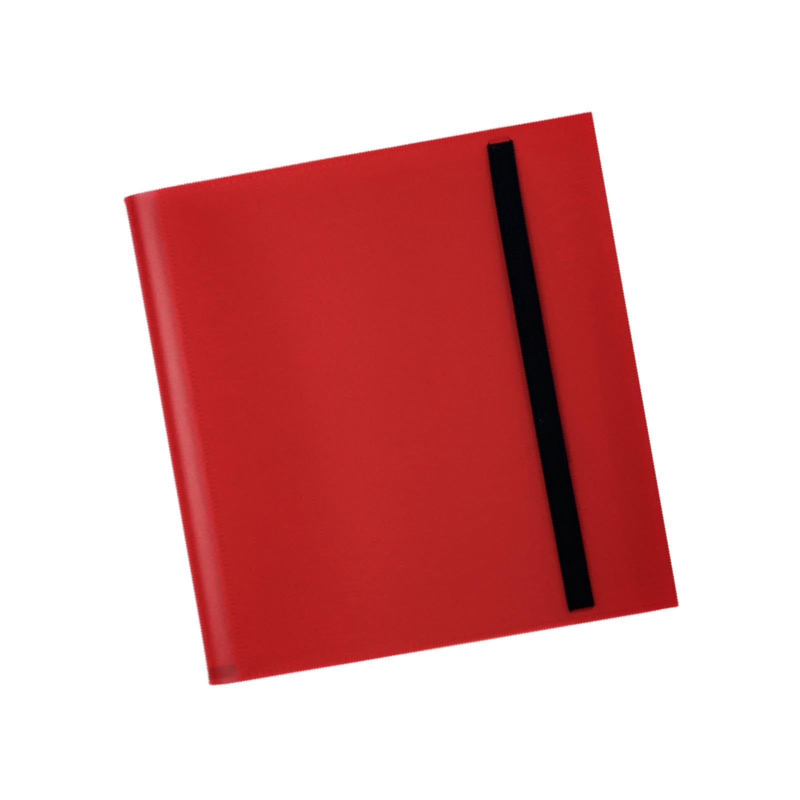 Tachiuwa 12-Pocket Trading Card Binder with Elastic Strap - Refillable Collector Album for Basketball, Baseball, Football & Pokemon Cards - Perfect for Organizing, Storing & Displaying Sports & Gaming Cards (Red)