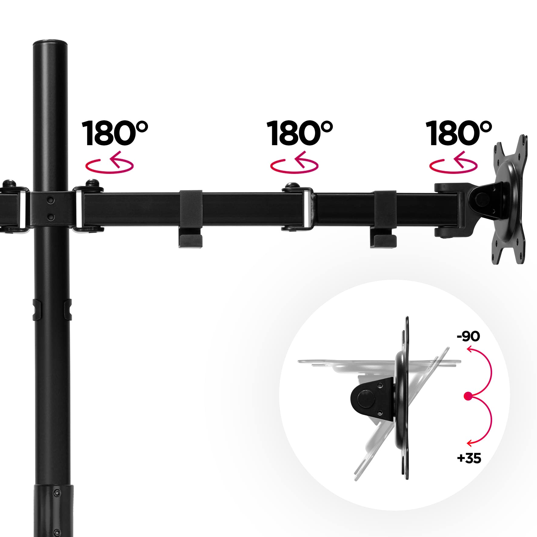Duronic DMT152 Dual Monitor Stand - Adjustable Height Desk Mount for Two 13-27