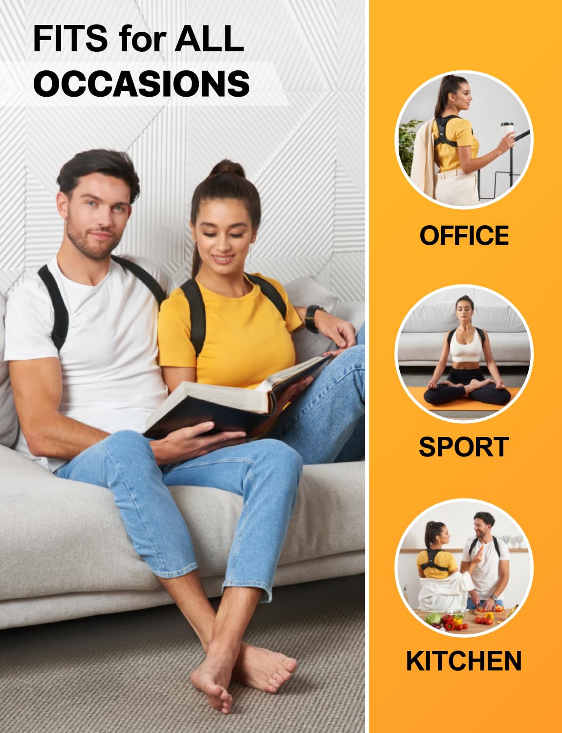 Adjustable Back Brace Posture Corrector for Women & Men (33-42 Inch) - Upper Back Support, Shoulder Straightener - Relieve Neck & Shoulder Pain - Perfect for Office Work, Driving & Daily Activities