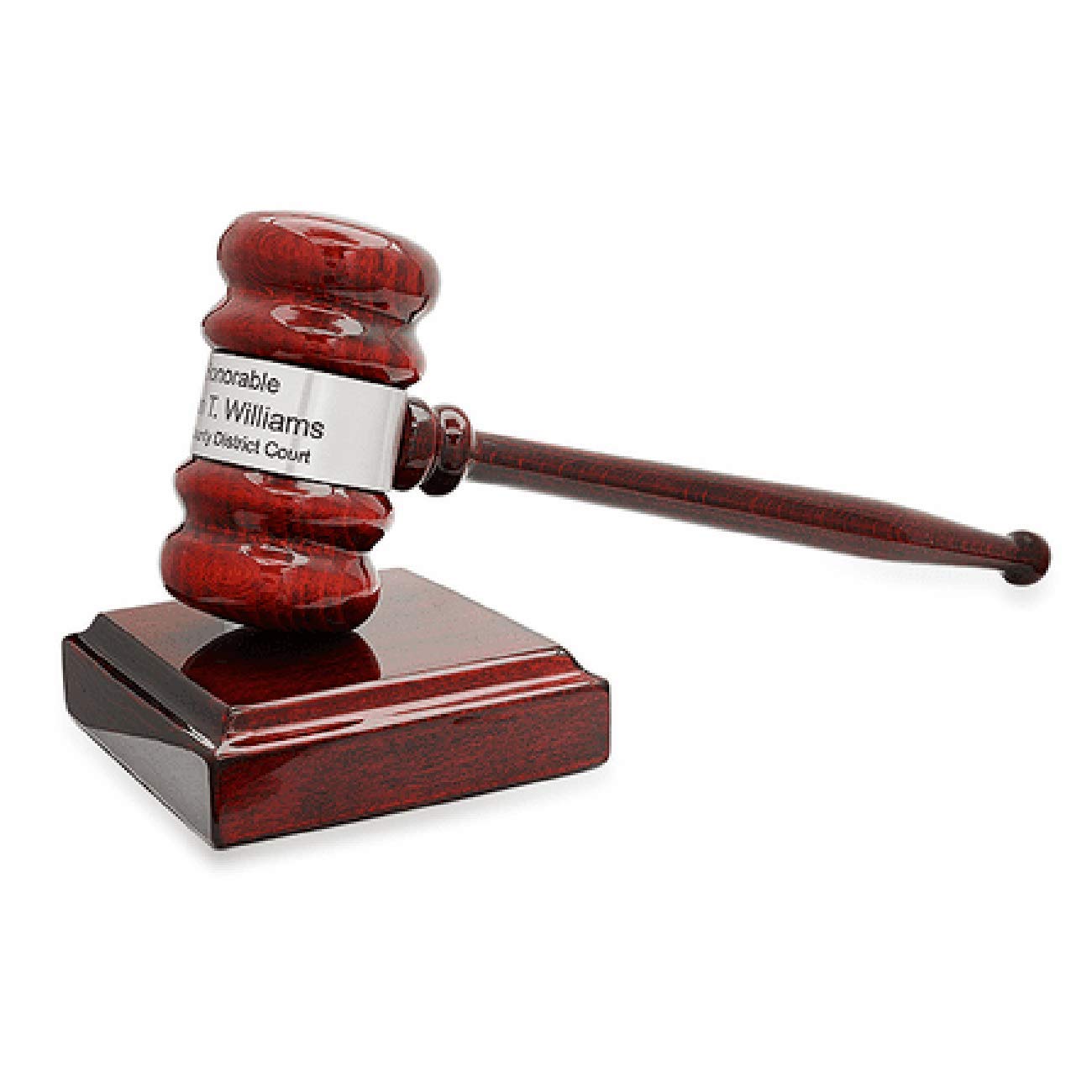 Personalized Rosewood Gavel & Sounding Block Gift Set with Silver Band - Executive Gift for Judges, Lawyers & Professionals - Perfect for Courtrooms, Award Ceremonies & Retirement Gifts
