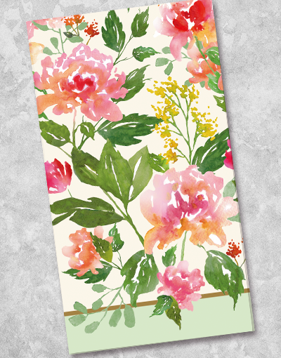 Bohemian Blossoms Green Guest Towel Napkins - 40 Count Cotton Eco-Friendly Bathroom & Kitchen Towels for Parties, Weddings, and Home Decor