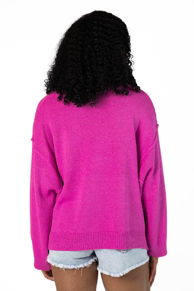 Tell Me Everything Magenta Oversized Pocketed Lightweight Sweater for Women | Cozy Fall & Winter Pullover | Perfect for Casual Outings & Layering