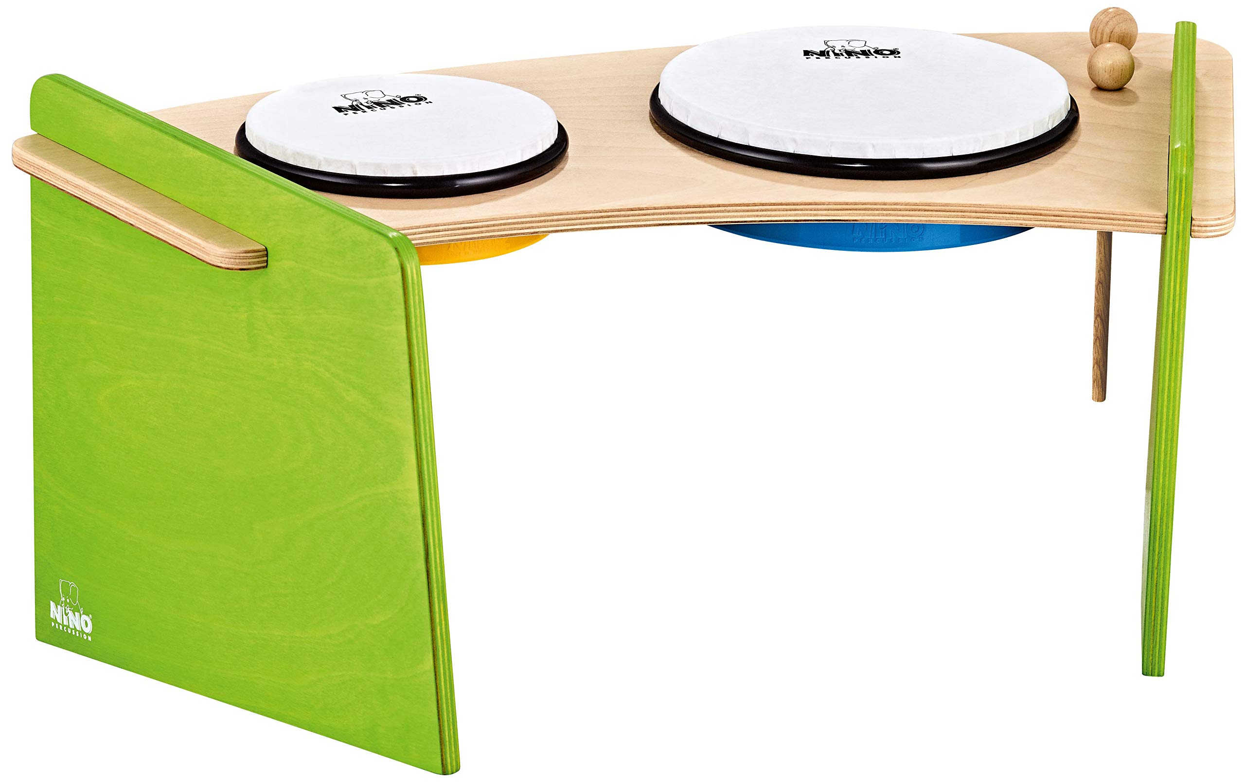 Premium Hand Drum Pair with Mallets & Baltic Birch Wood Stand - European Crafted Percussion Instrument for Music Classroom, School Band & Group Performances - Durable Design with 2-Year Warranty (NINO965) - Perfect for Music Education, Rhythm Practice & Ensemble Performances