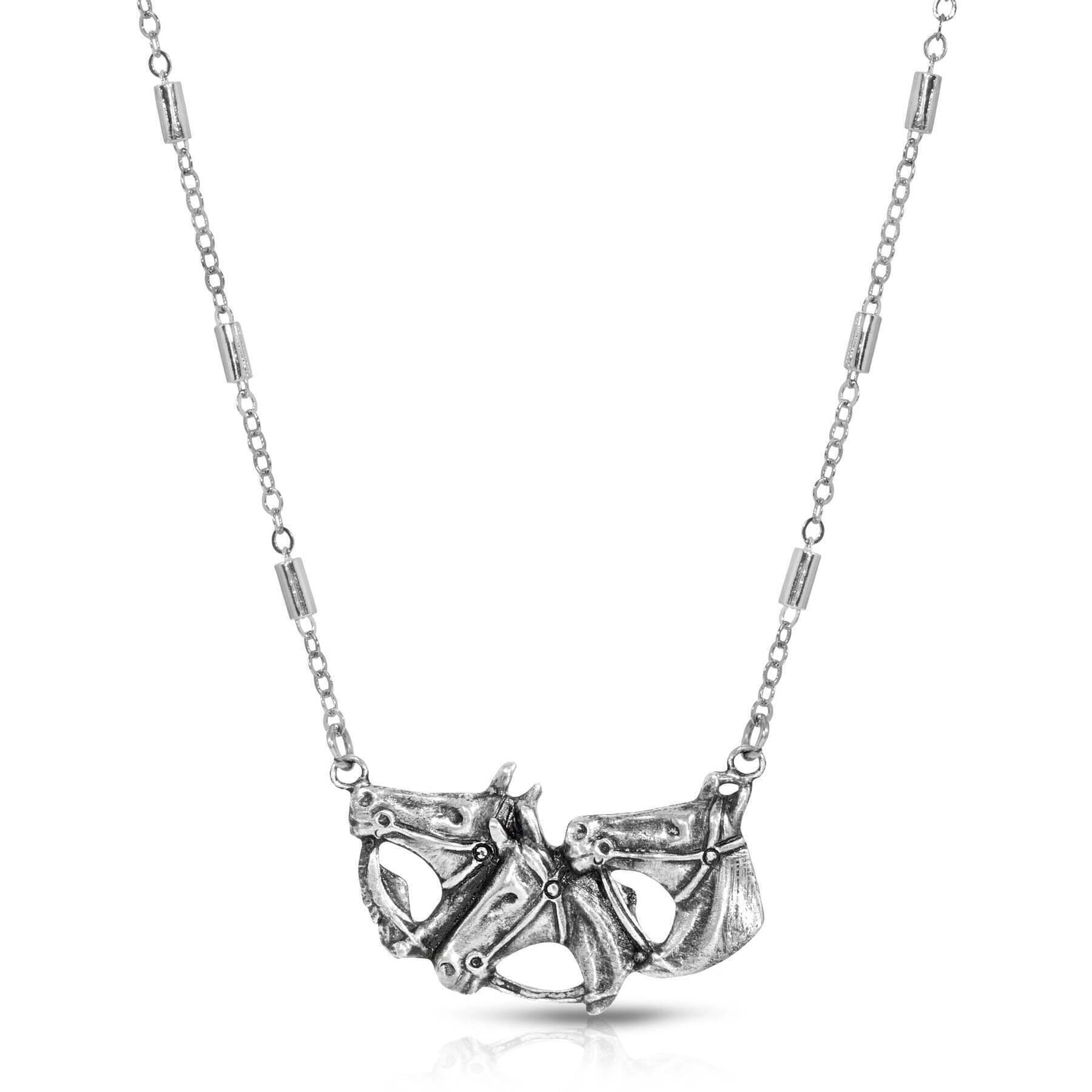 Vintage 1928 Horse Herd Pendant Necklace - 16