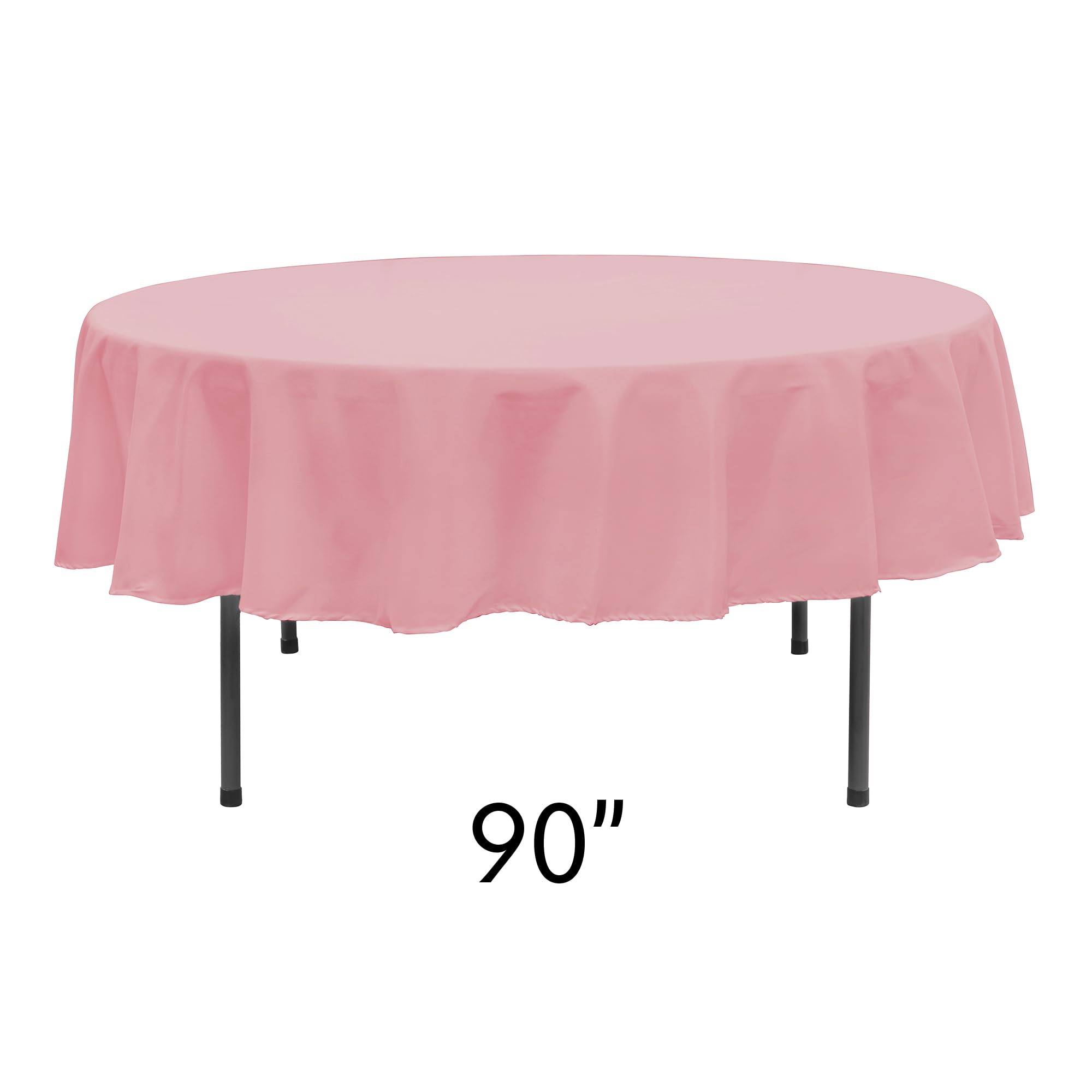 Simply Elegant 90-Inch Round Premium Polyester Tablecloth - Washable Wedding Reception Birthday Party Table Cover with Finished Hem | Elegant Home Decor for Dining Room, Banquet & Special Events (Pink)