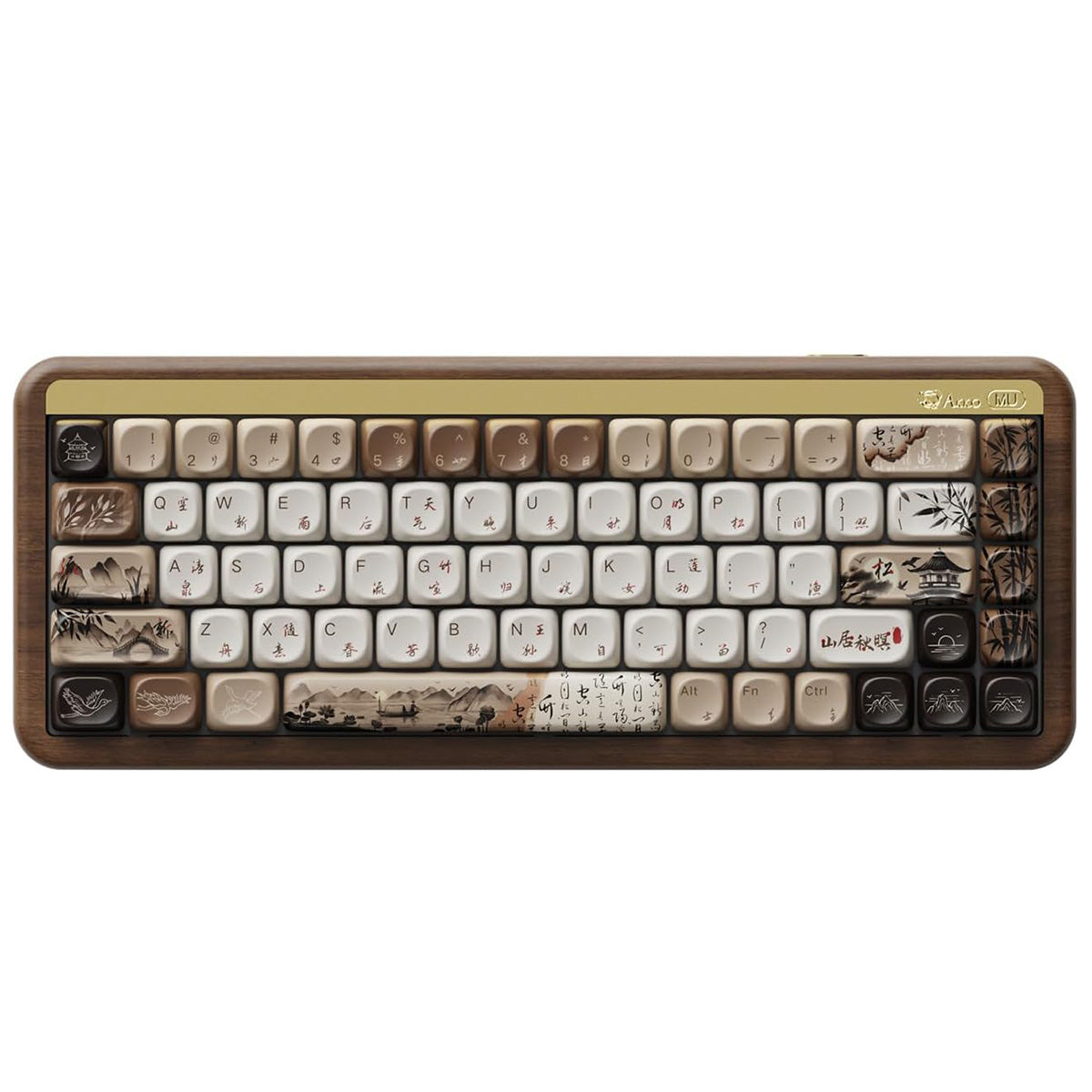 Akko MU01 Mountain Seclusion 65% Wireless Mechanical Keyboard with RGB Backlight & Rosewood Switch - Compact Gaming Keyboard for PC, Mac, Typing & Office Work