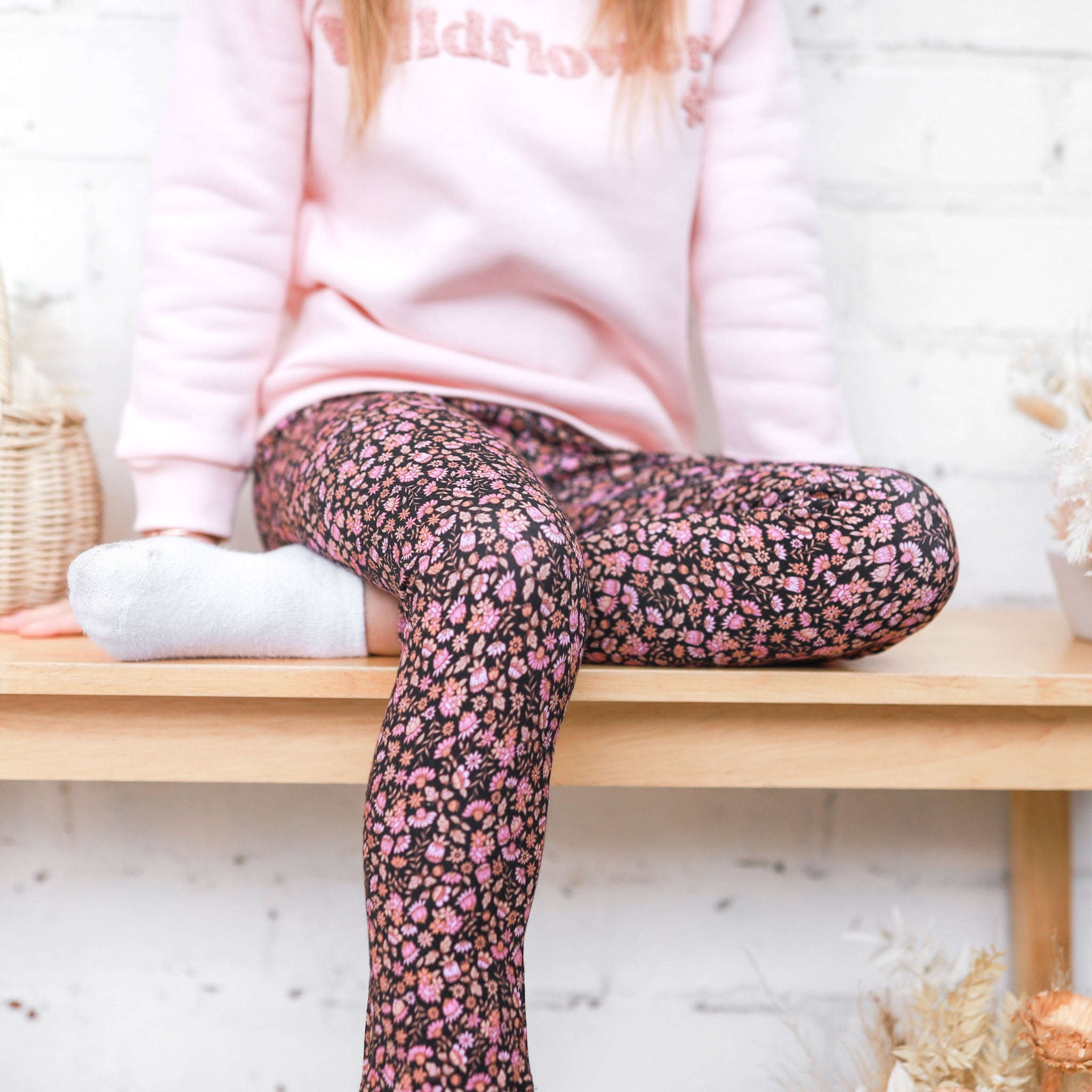 Floral Leggings for Women - Marigold Print Yoga Pants, High Waisted Stretchy Workout Leggings for Running, Gym & Lounge